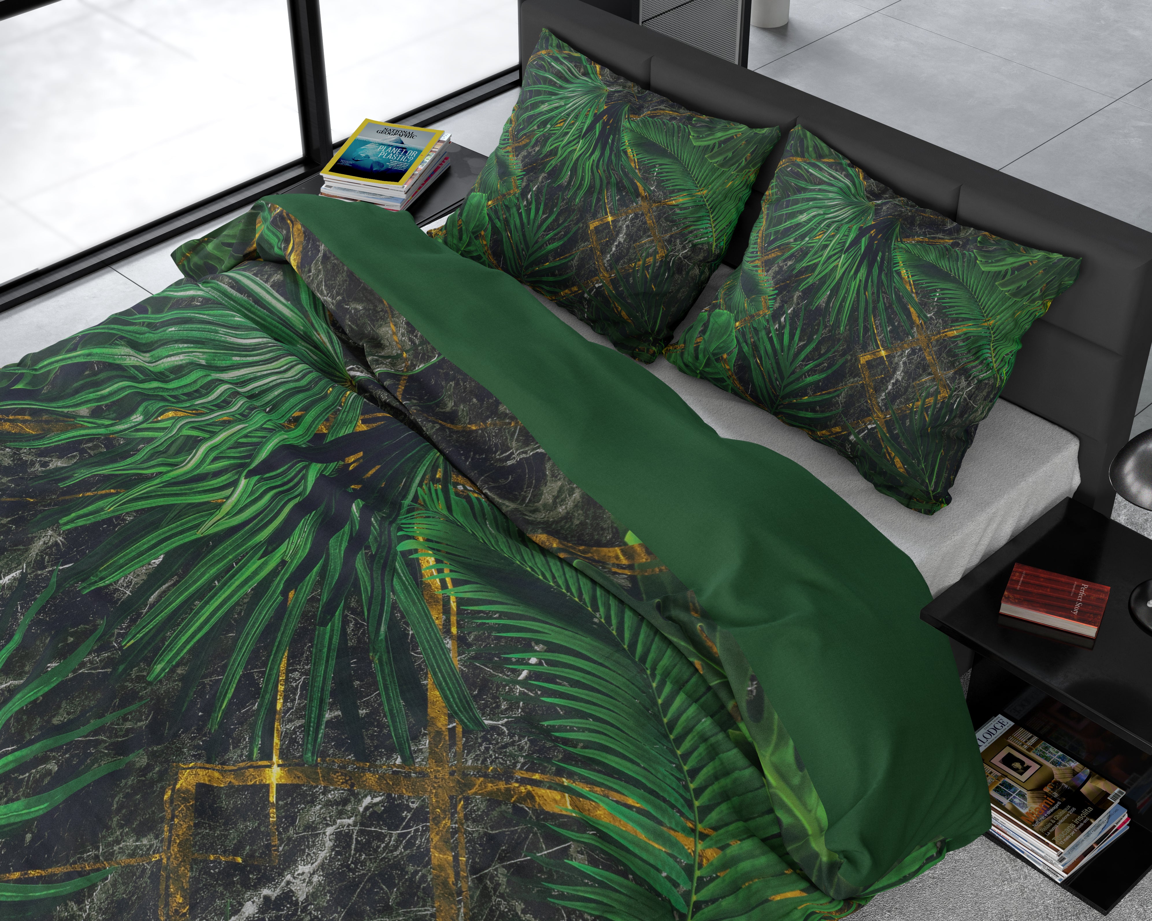 Avena Groen Dekbedovertrek - Ademend katoen - Trendy designs - Met drukknopen