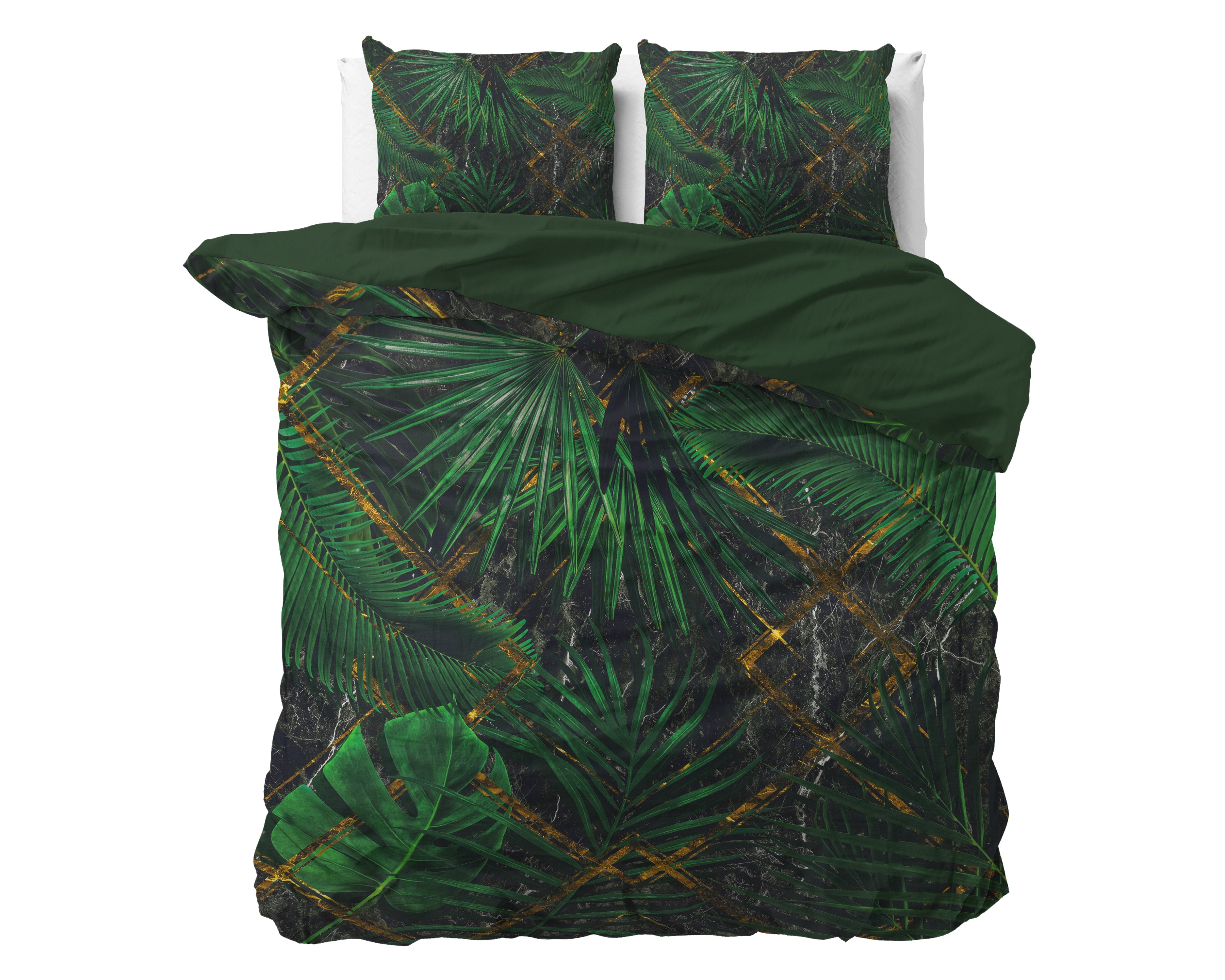 Avena Groen Dekbedovertrek - Ademend katoen - Trendy designs - Met drukknopen
