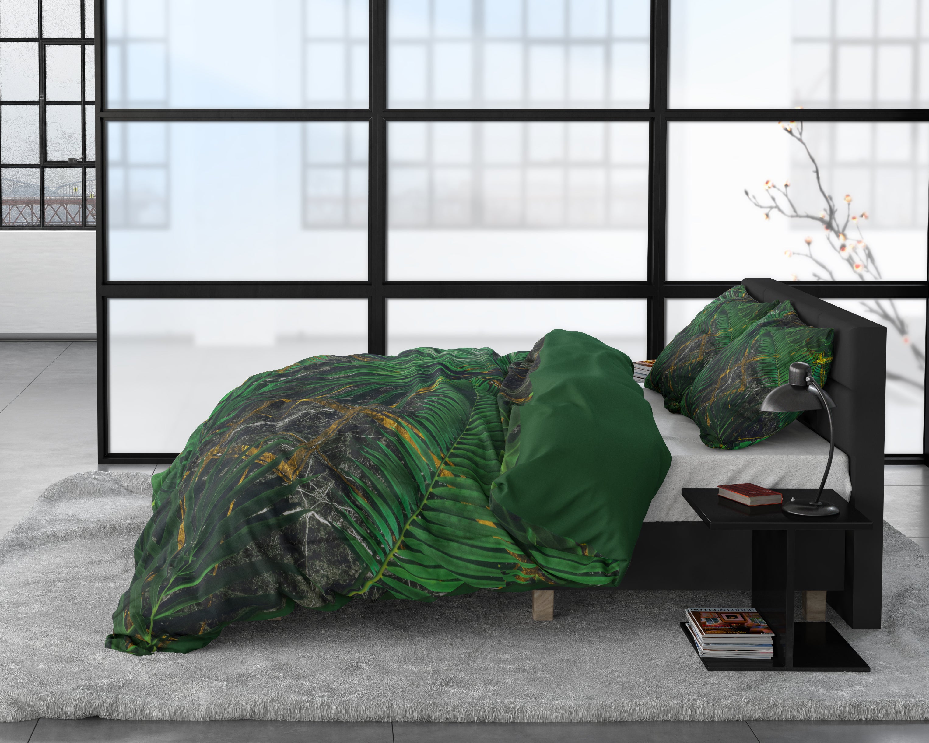 Avena Groen Dekbedovertrek - Ademend katoen - Trendy designs - Met drukknopen