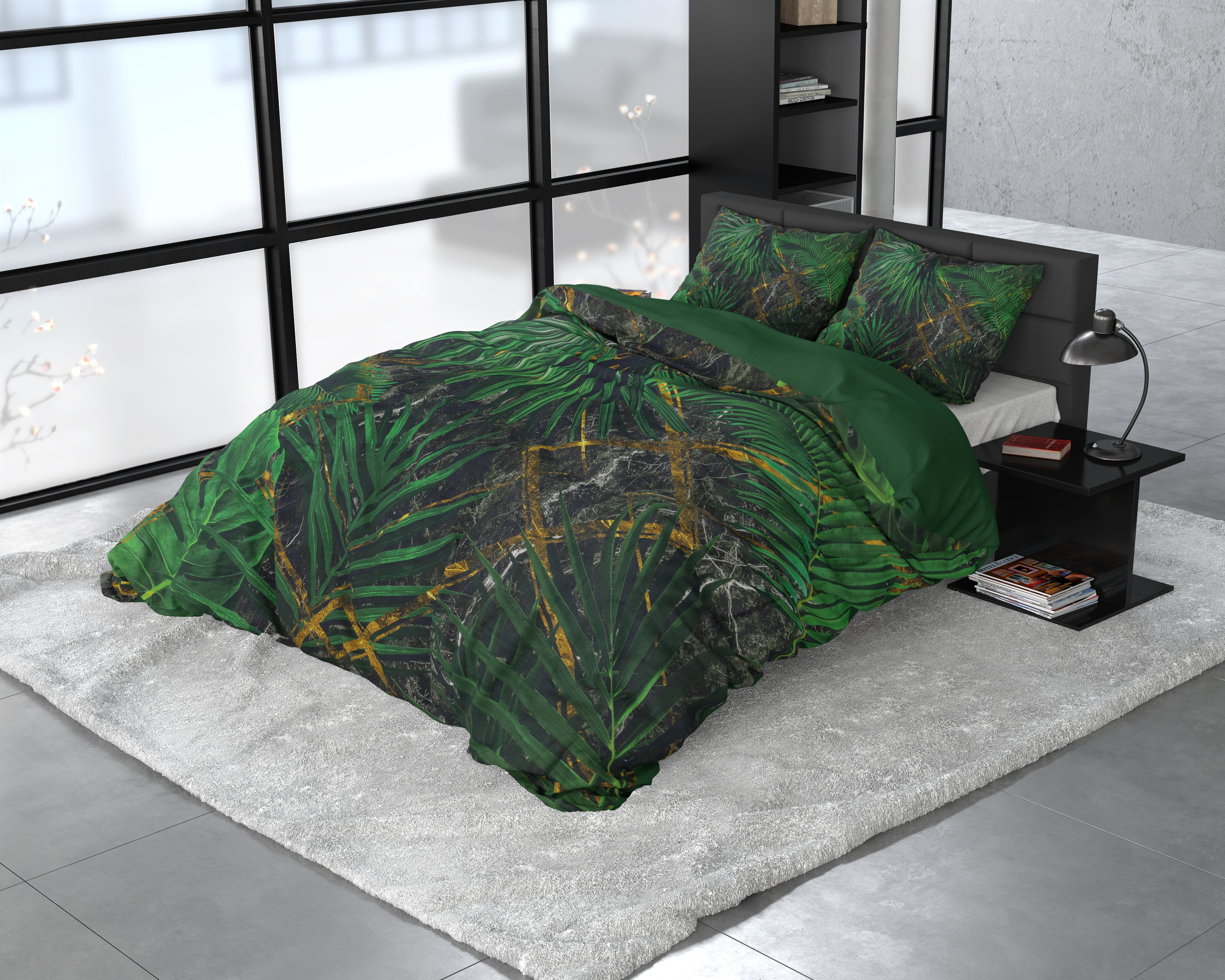 Avena Groen Dekbedovertrek - Ademend katoen - Trendy designs - Met drukknopen