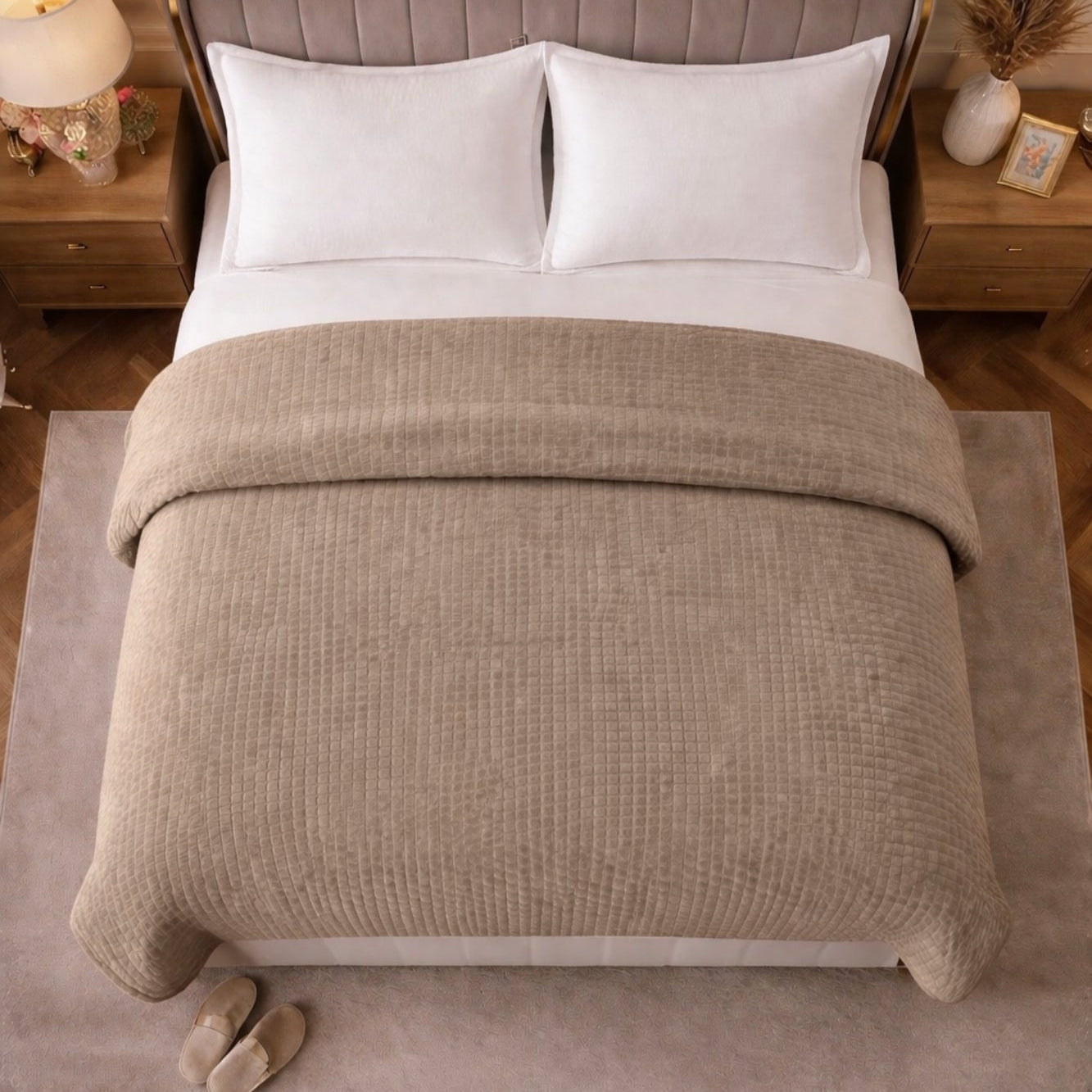 Beau Maison Dekbed - Sherpa Flanel - Beige / Zand - Voor het hele jaar