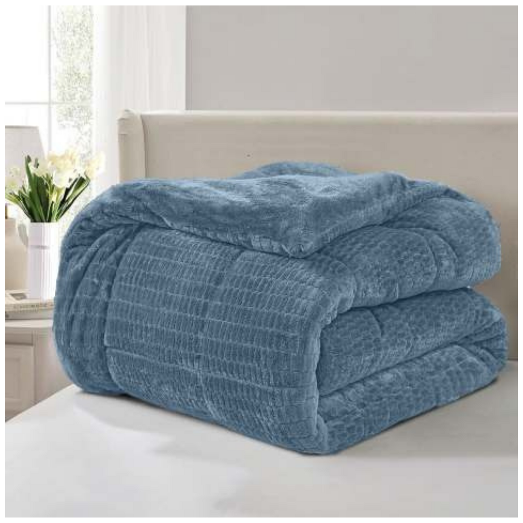 Beau Maison Dekbed - Sherpa Flanel - Petrol Blauw - Voor het hele jaar