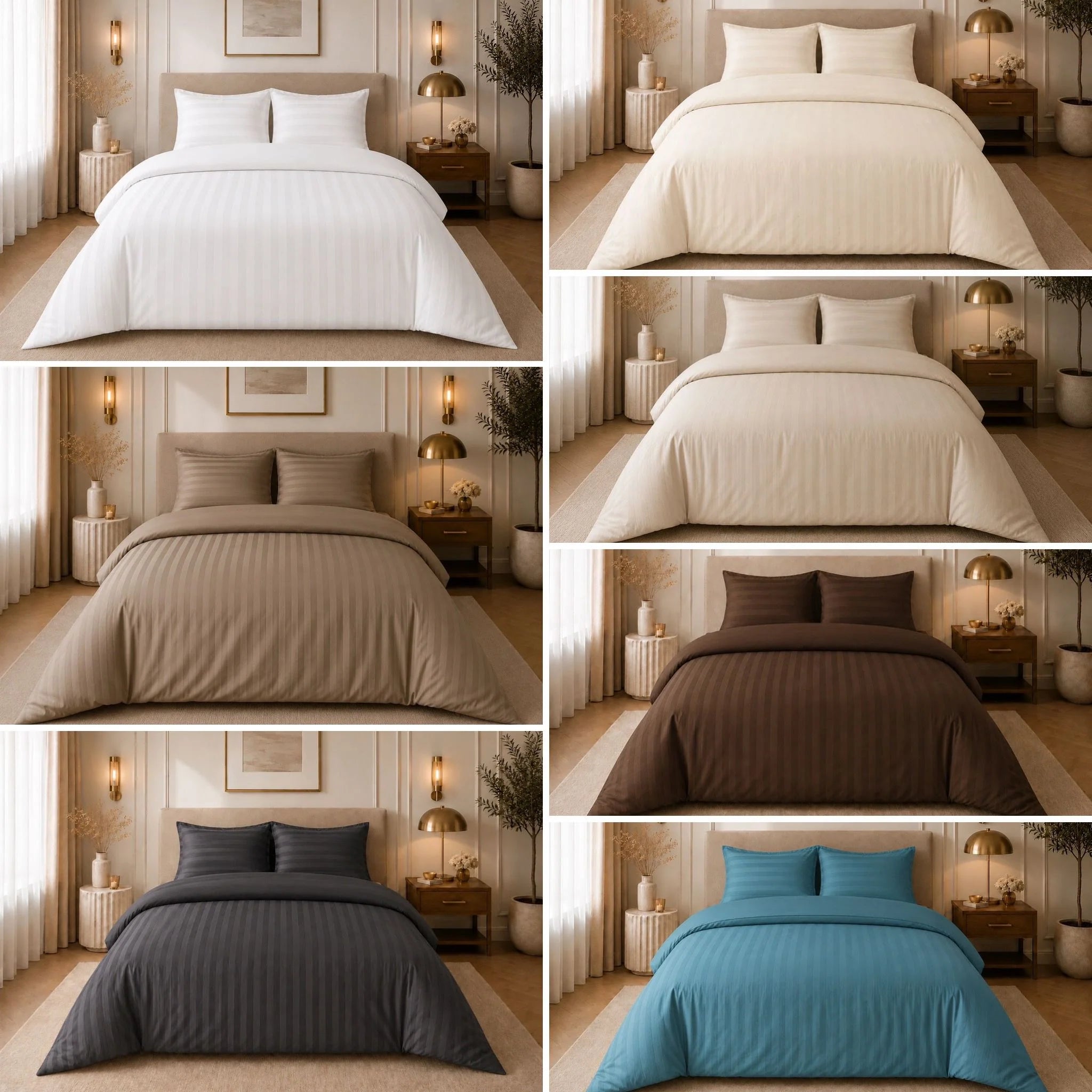 Beau Maison Hotellinnen Dekbedovertrek Taupe | 27mm Streep
