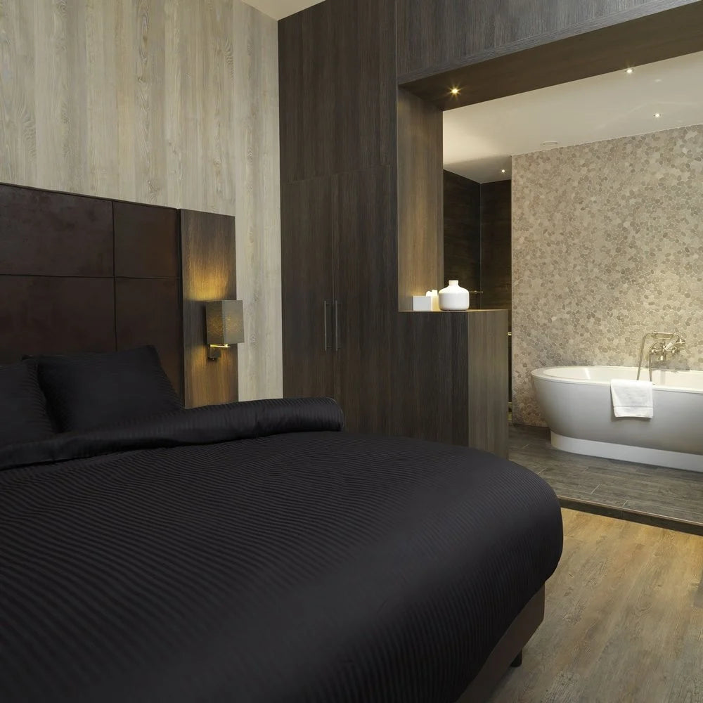 Zwart Satijnen Dekbedovertrek | Luxe Hotel Kwaliteit van 100% Katoen-Satijn