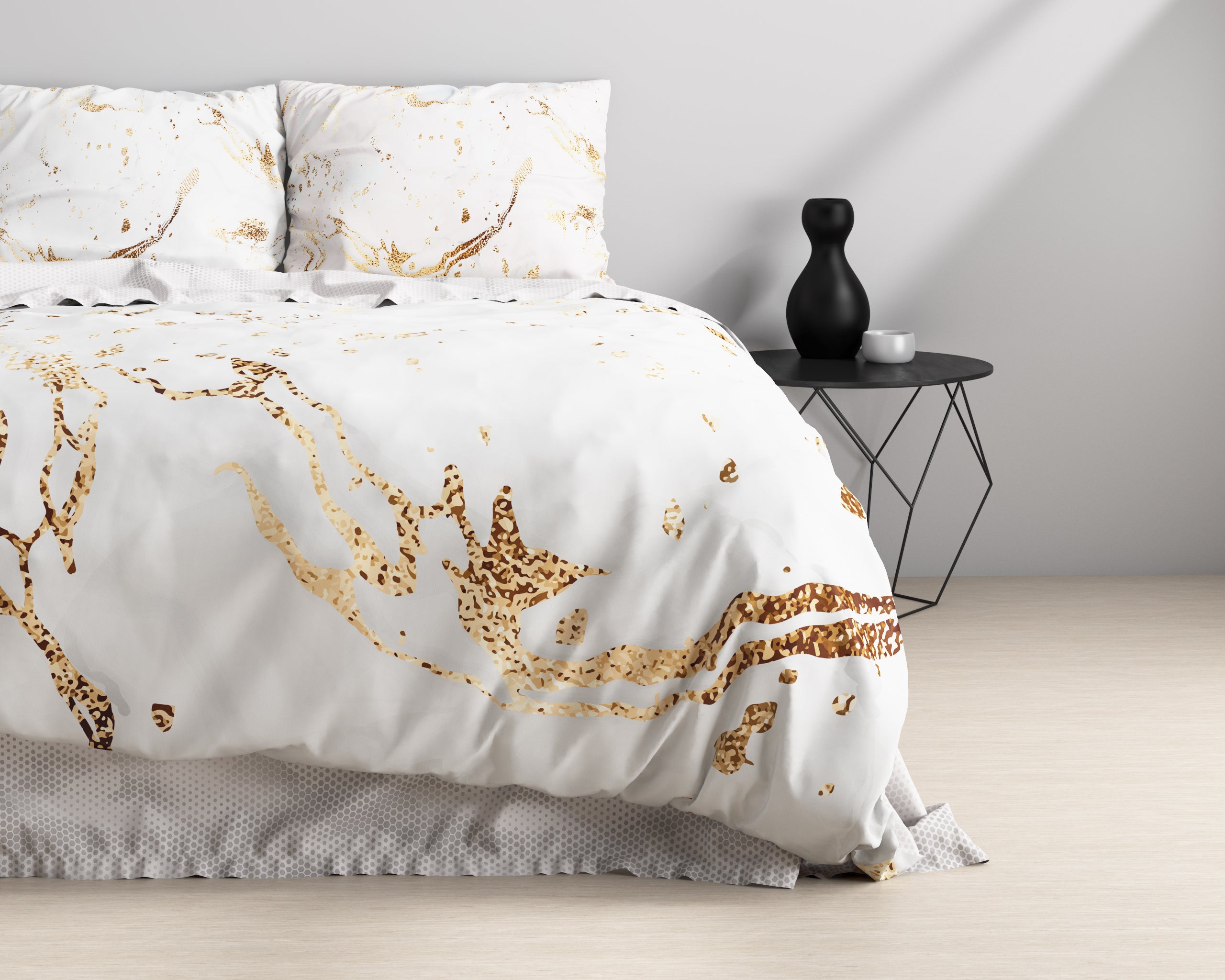 Bianco Dekbedovertrek Wit - Super zacht geweven - Luxe verpakt - Marble design