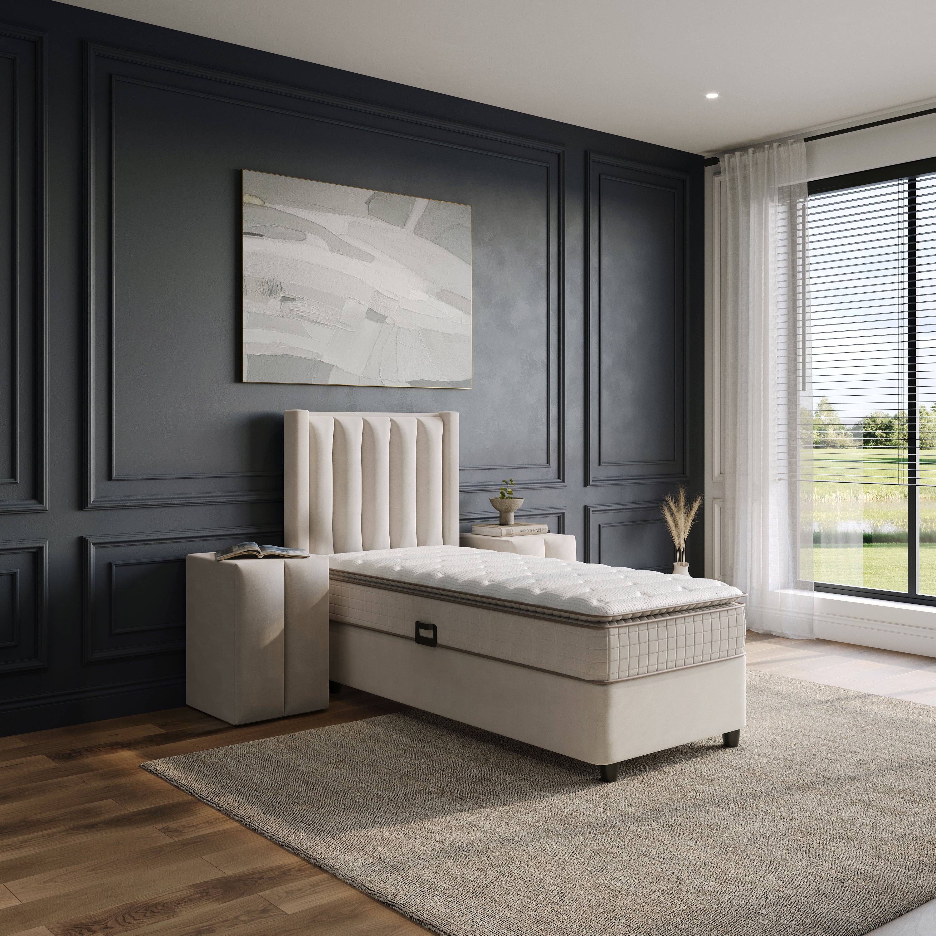 Blackpearl Boxspring Met Opbergruimte 90x200 Beige