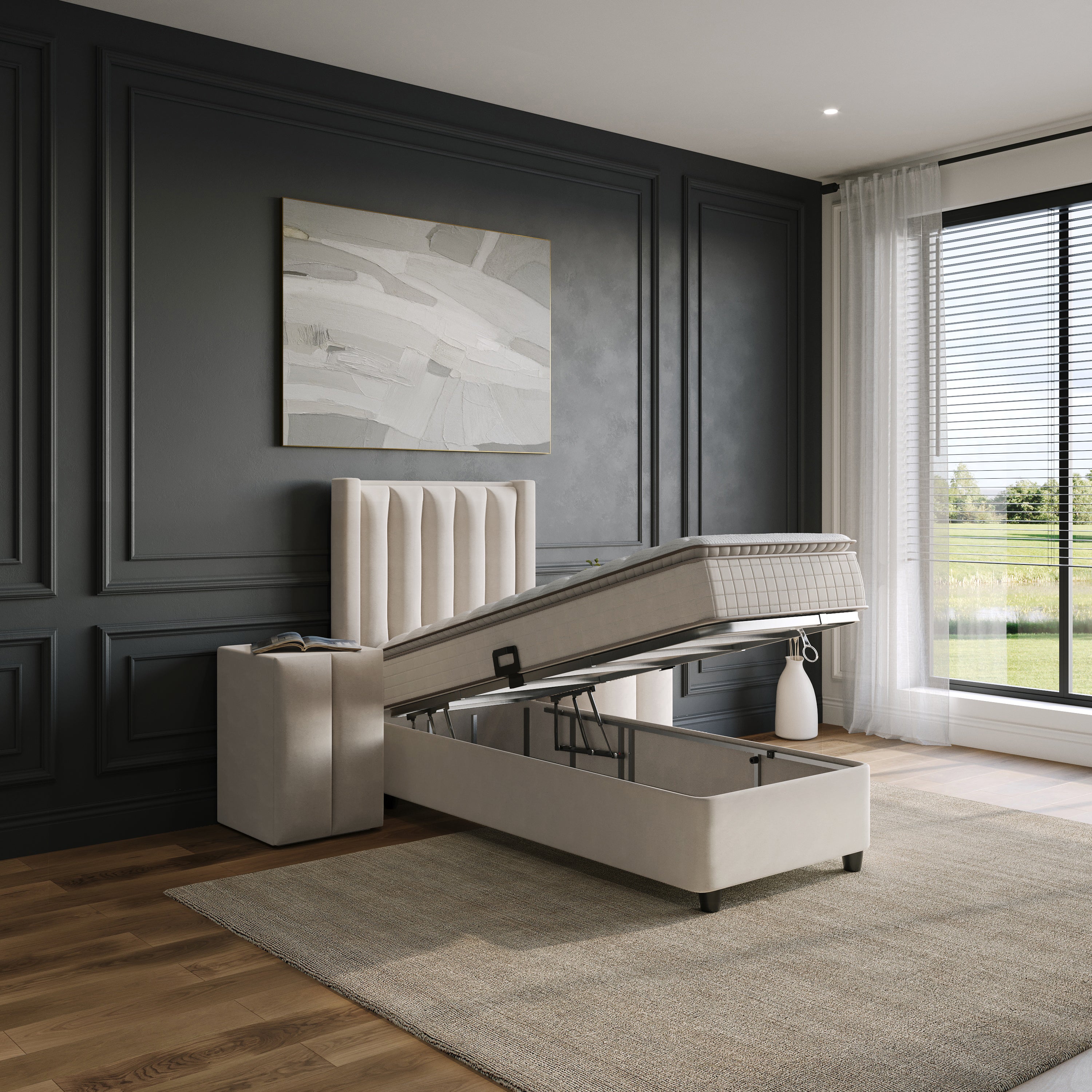 Blackpearl Boxspring Met Opbergruimte 90x200 Beige
