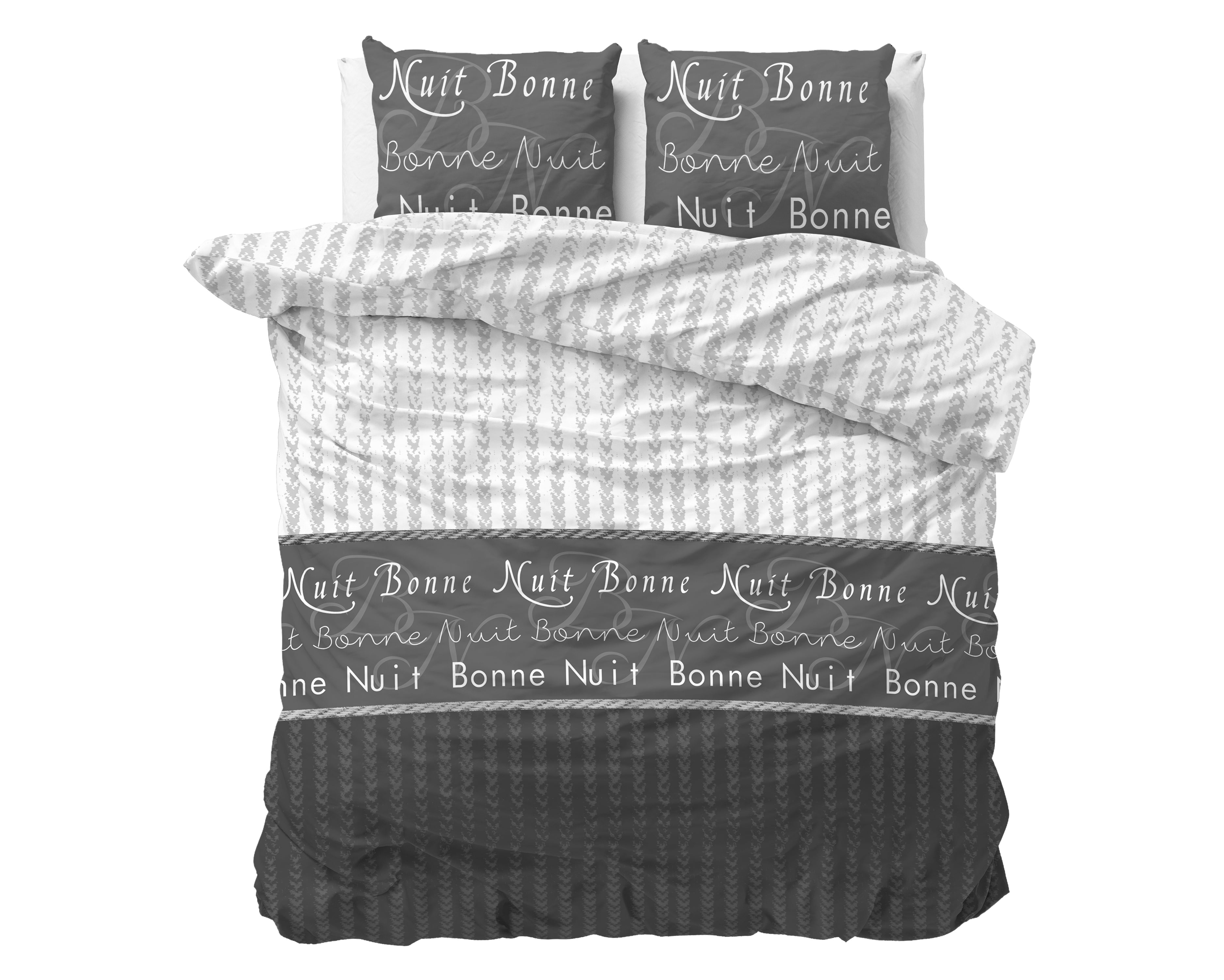 Bonne Nuit 4 Dekbedovertrek Antraciet - Katoen geweven - Strijkvrij - Leuke prints