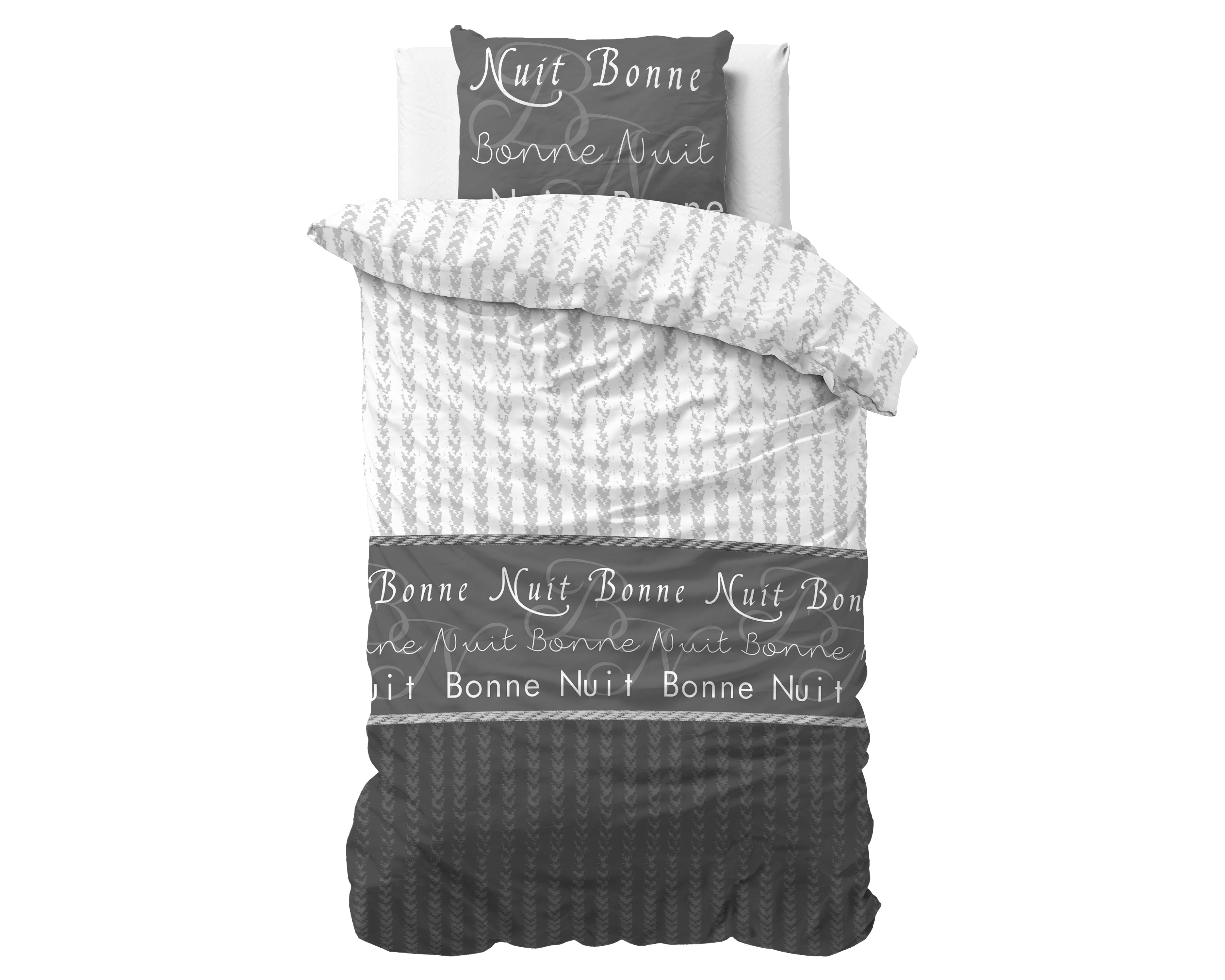 Bonne Nuit 4 Dekbedovertrek Antraciet - Katoen geweven - Strijkvrij - Leuke prints