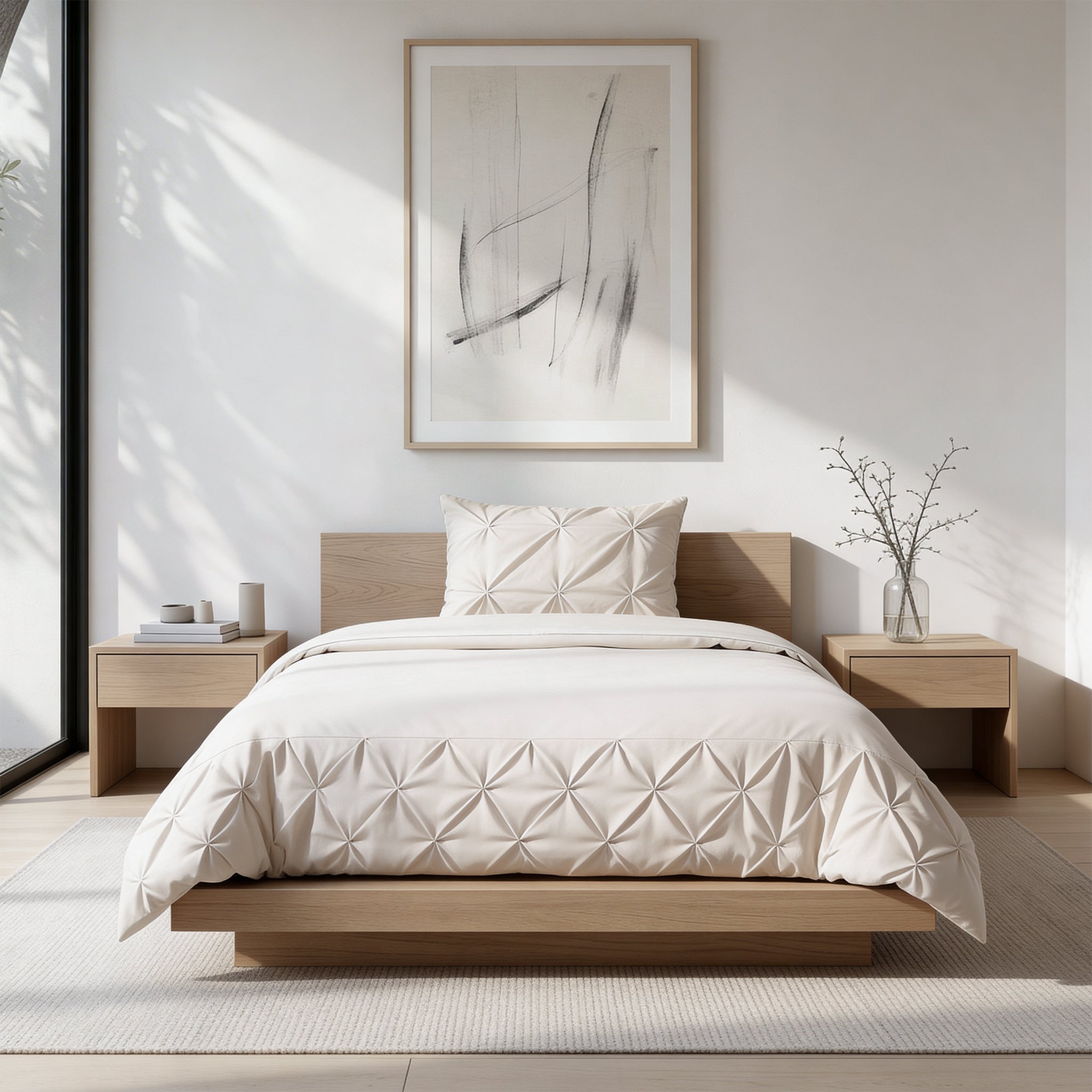 Sleeptime Border Pintuck Dekbedovertrek - Beige - Velvet