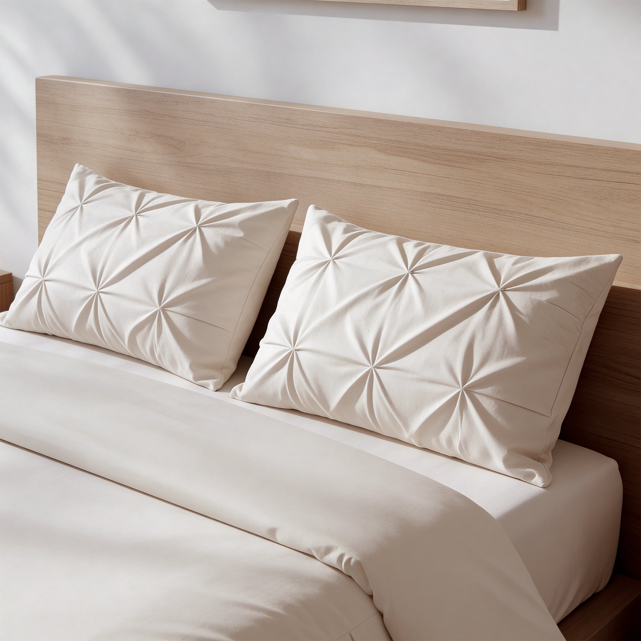 Sleeptime Border Pintuck Dekbedovertrek - Beige - Velvet