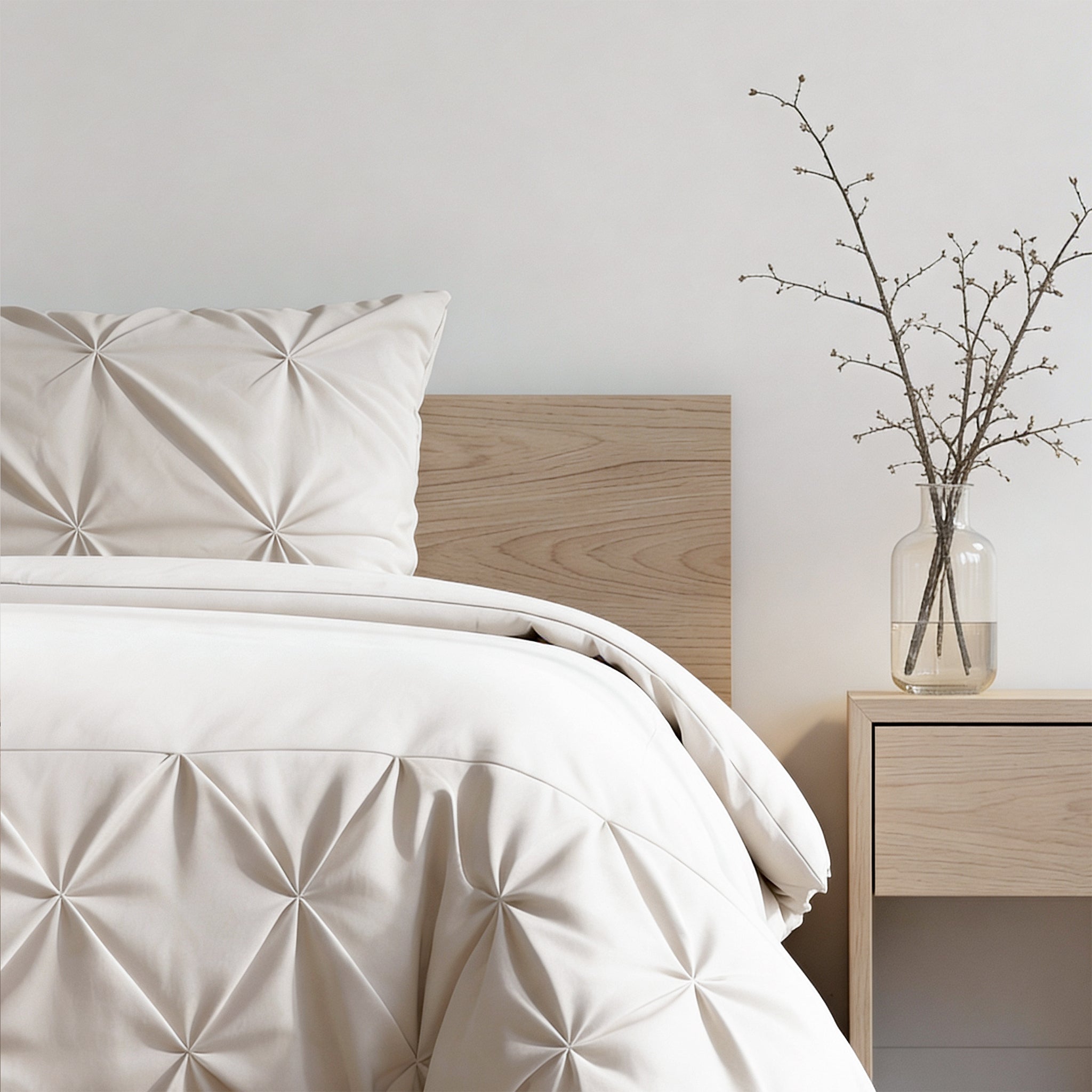 Sleeptime Border Pintuck Dekbedovertrek - Beige - Velvet