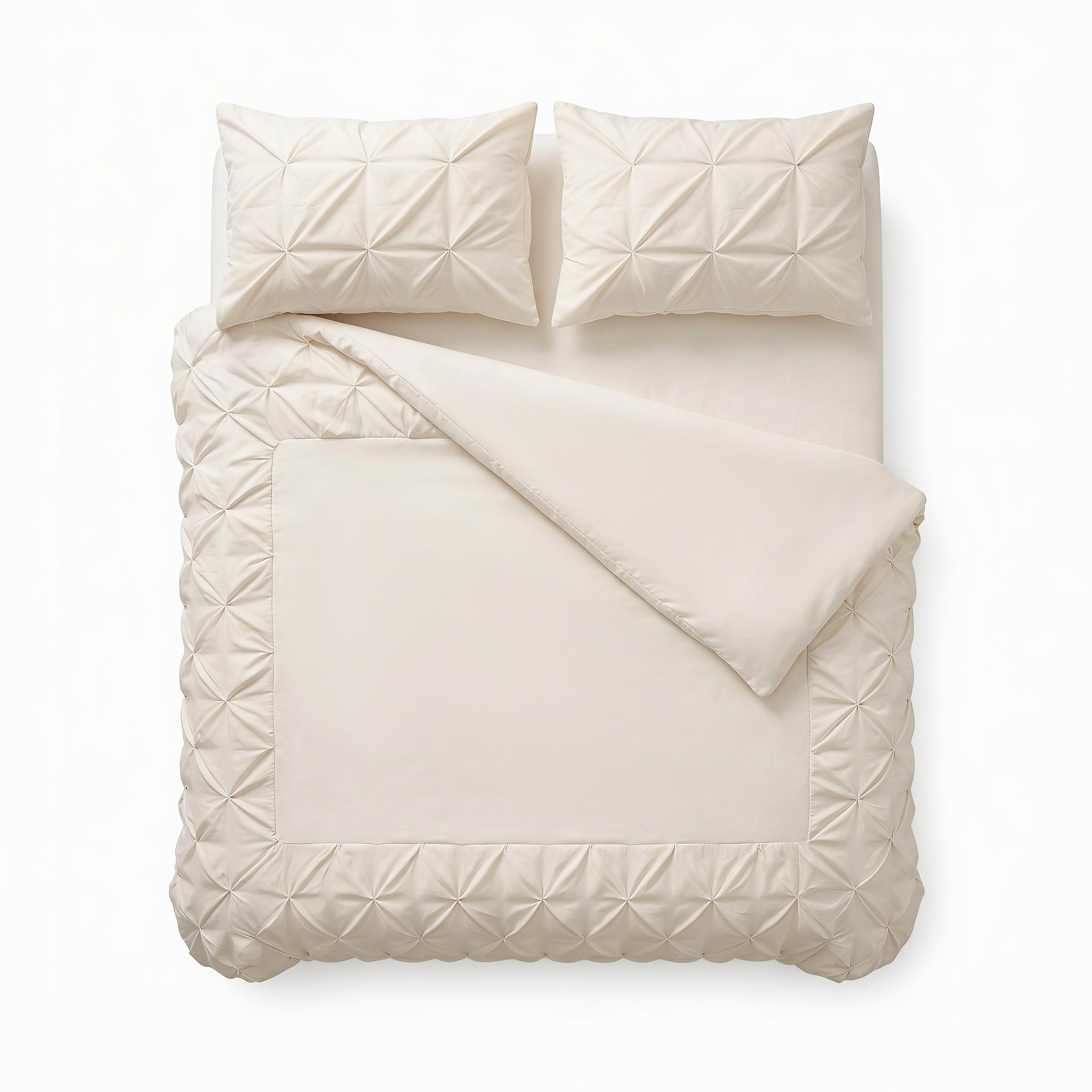 Sleeptime Border Pintuck Dekbedovertrek - Beige - Velvet