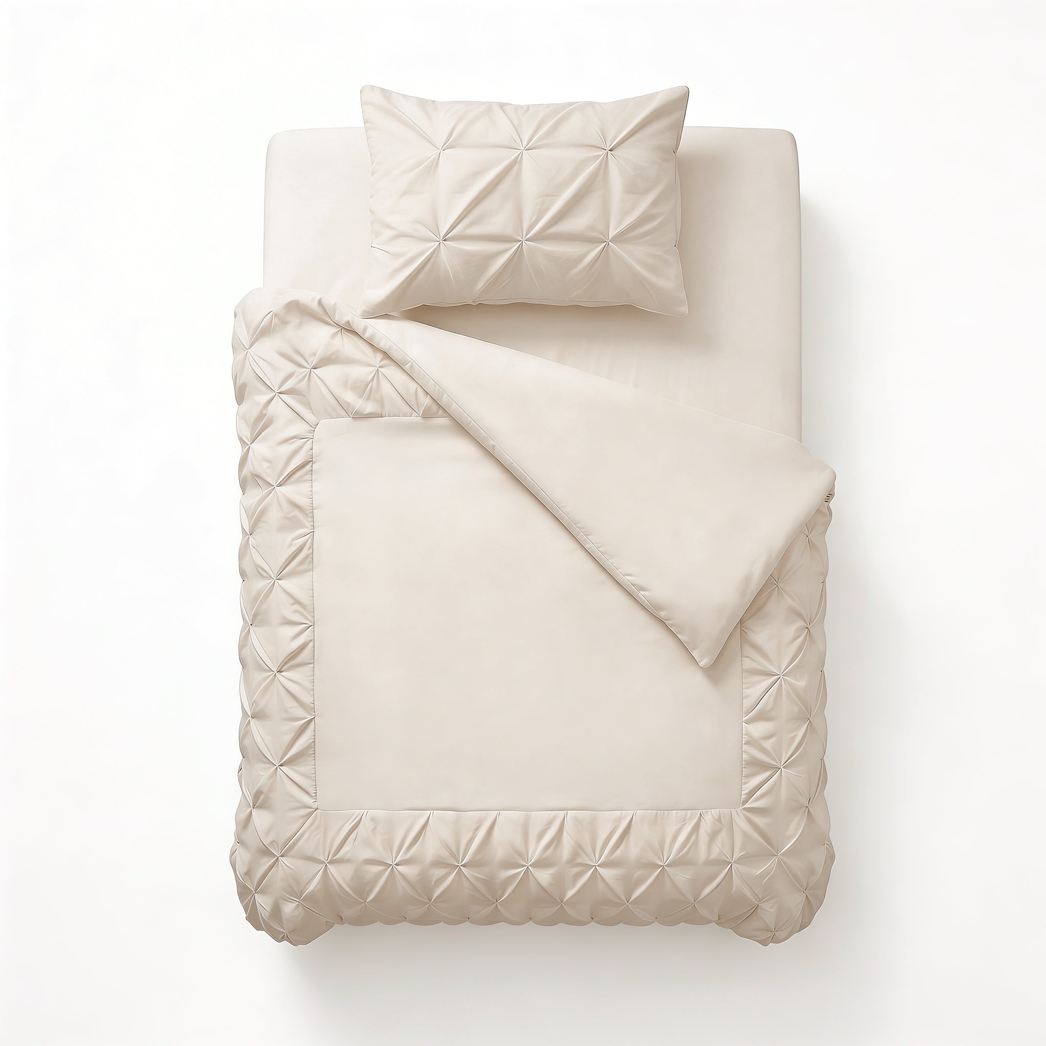 Sleeptime Border Pintuck Dekbedovertrek - Beige - Velvet