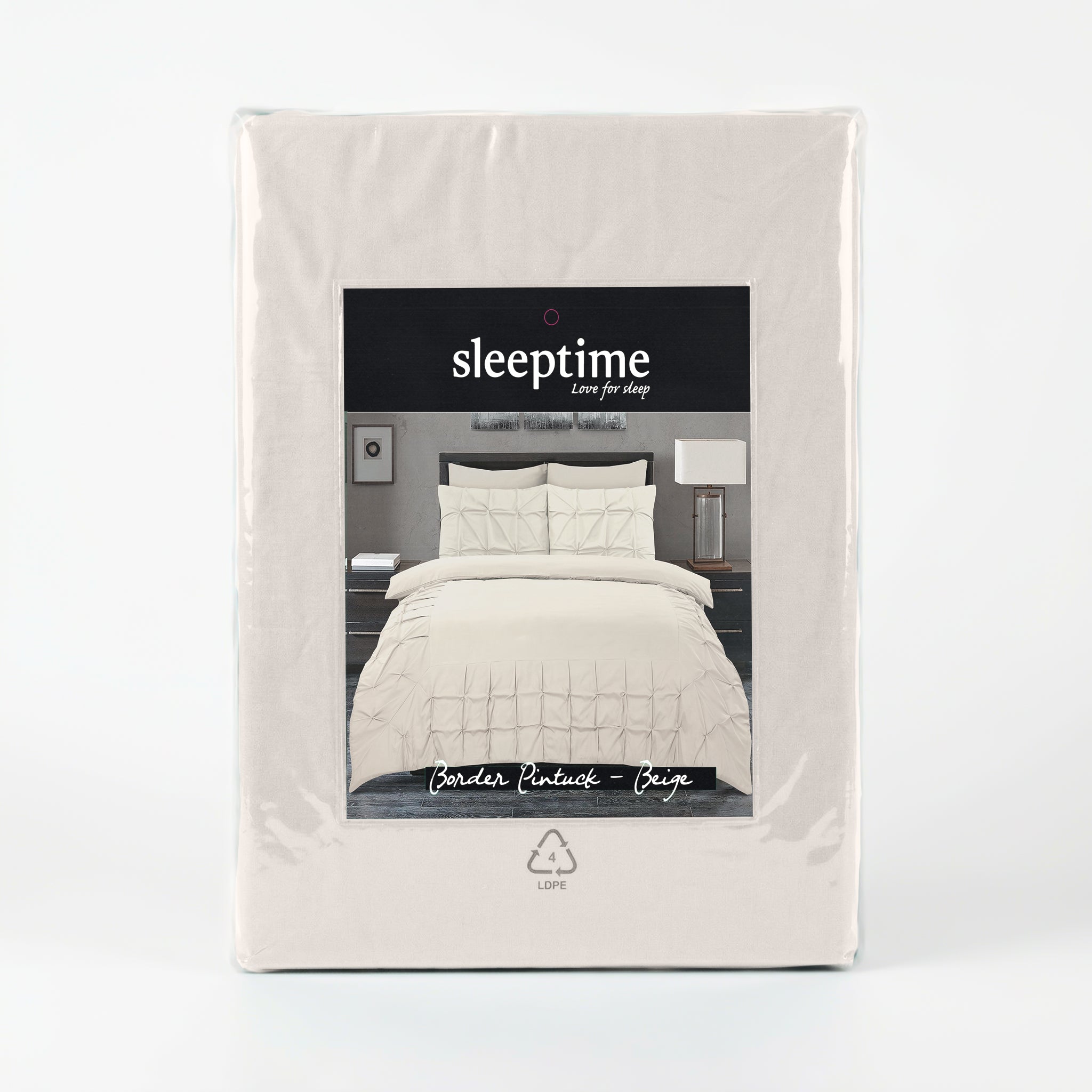 Sleeptime Border Pintuck Dekbedovertrek - Beige - Velvet