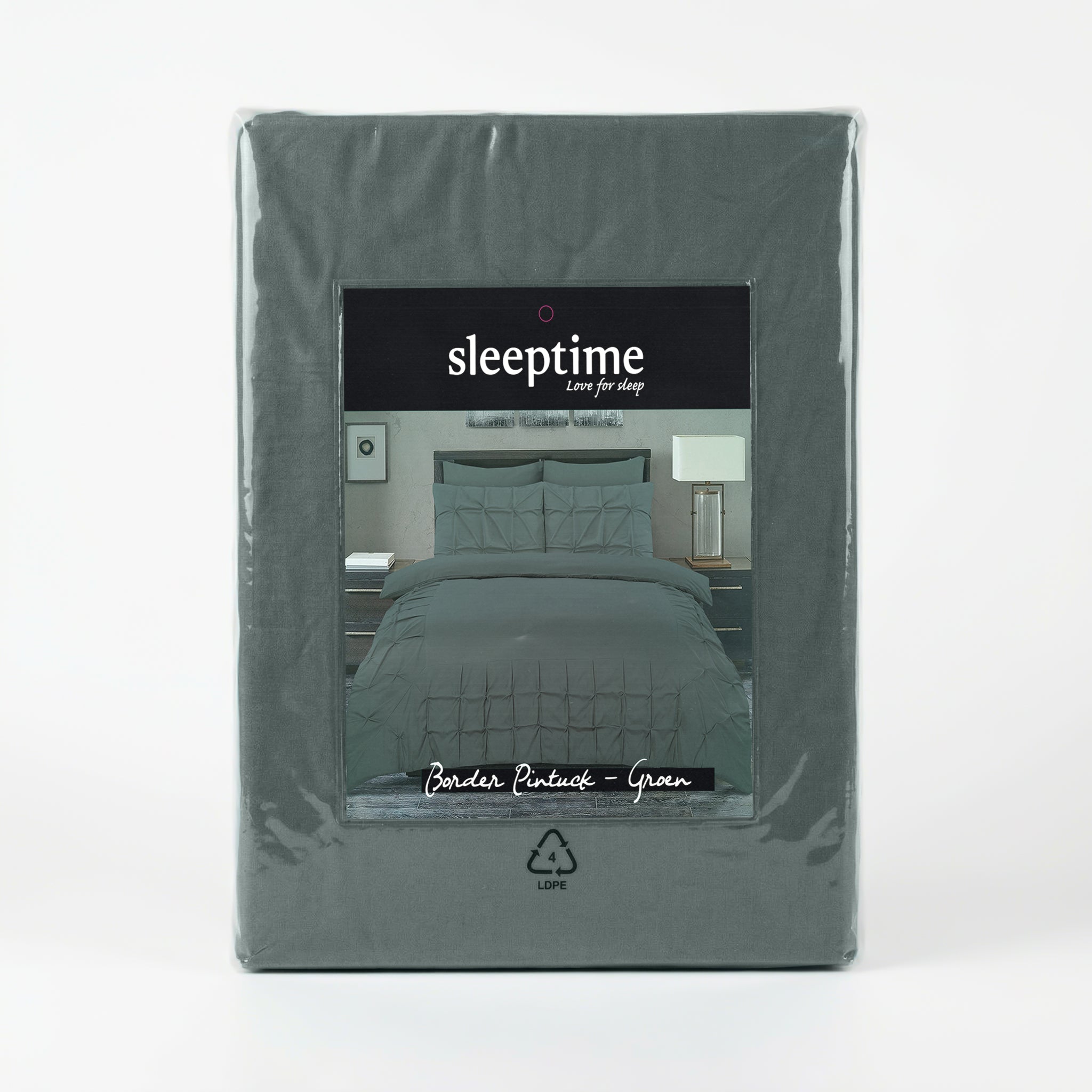 Sleeptime Border Pintuck Dekbedovertrek - Groen - Velvet