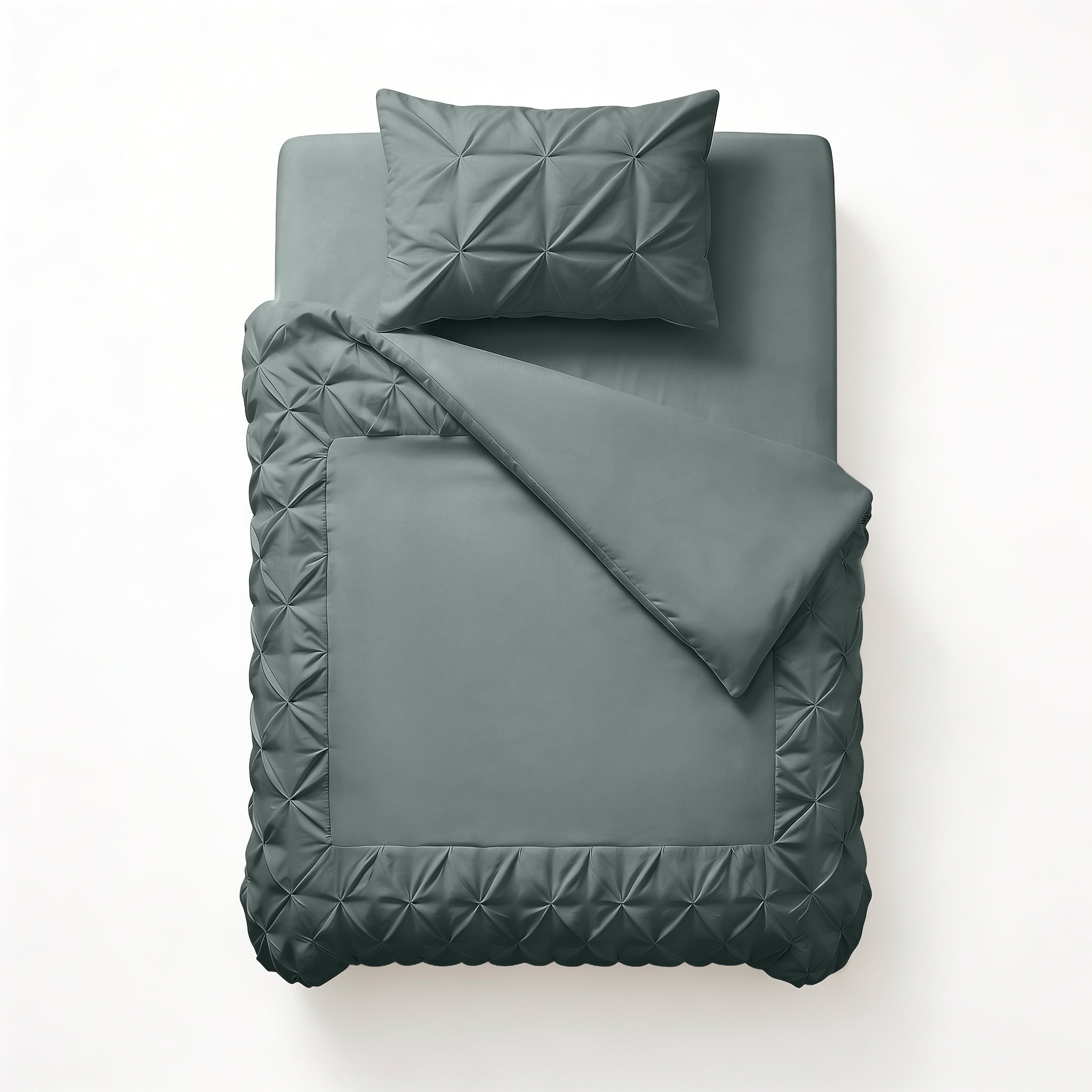 Sleeptime Border Pintuck Dekbedovertrek - Groen - Velvet