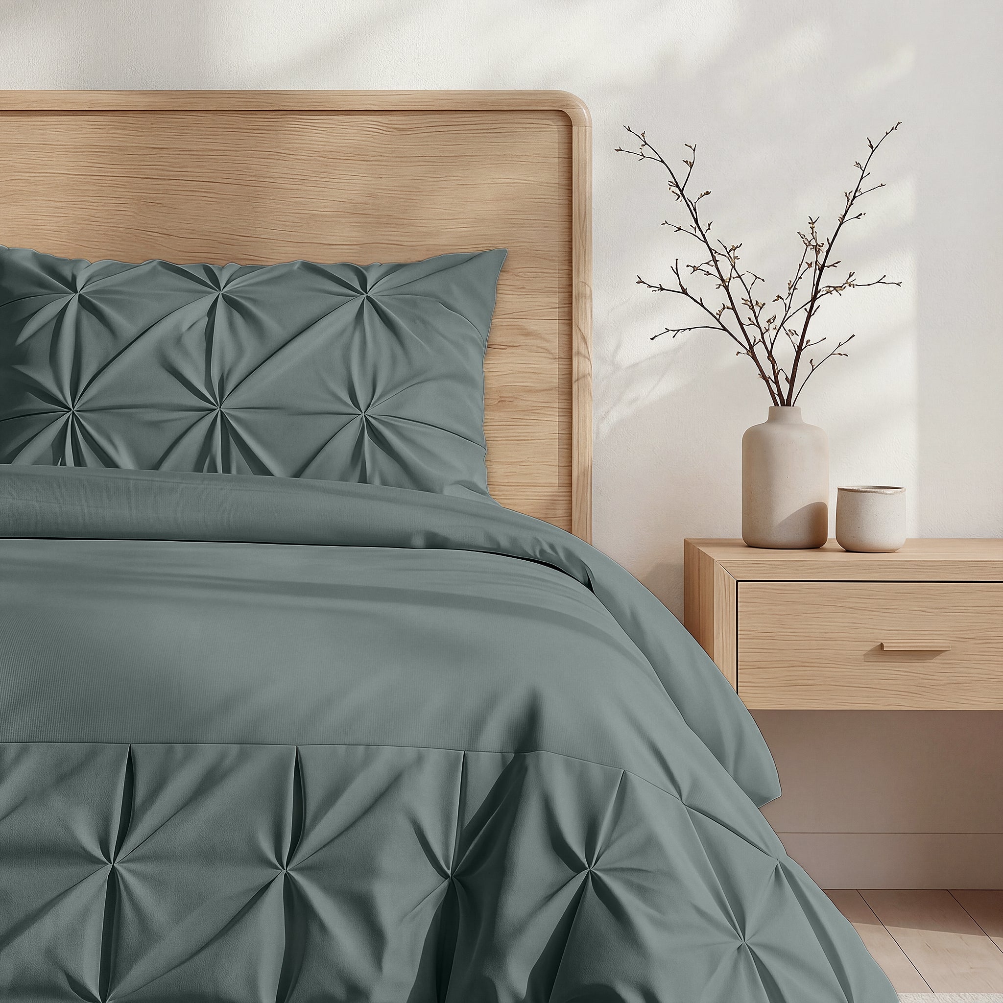 Sleeptime Border Pintuck Dekbedovertrek - Groen - Velvet