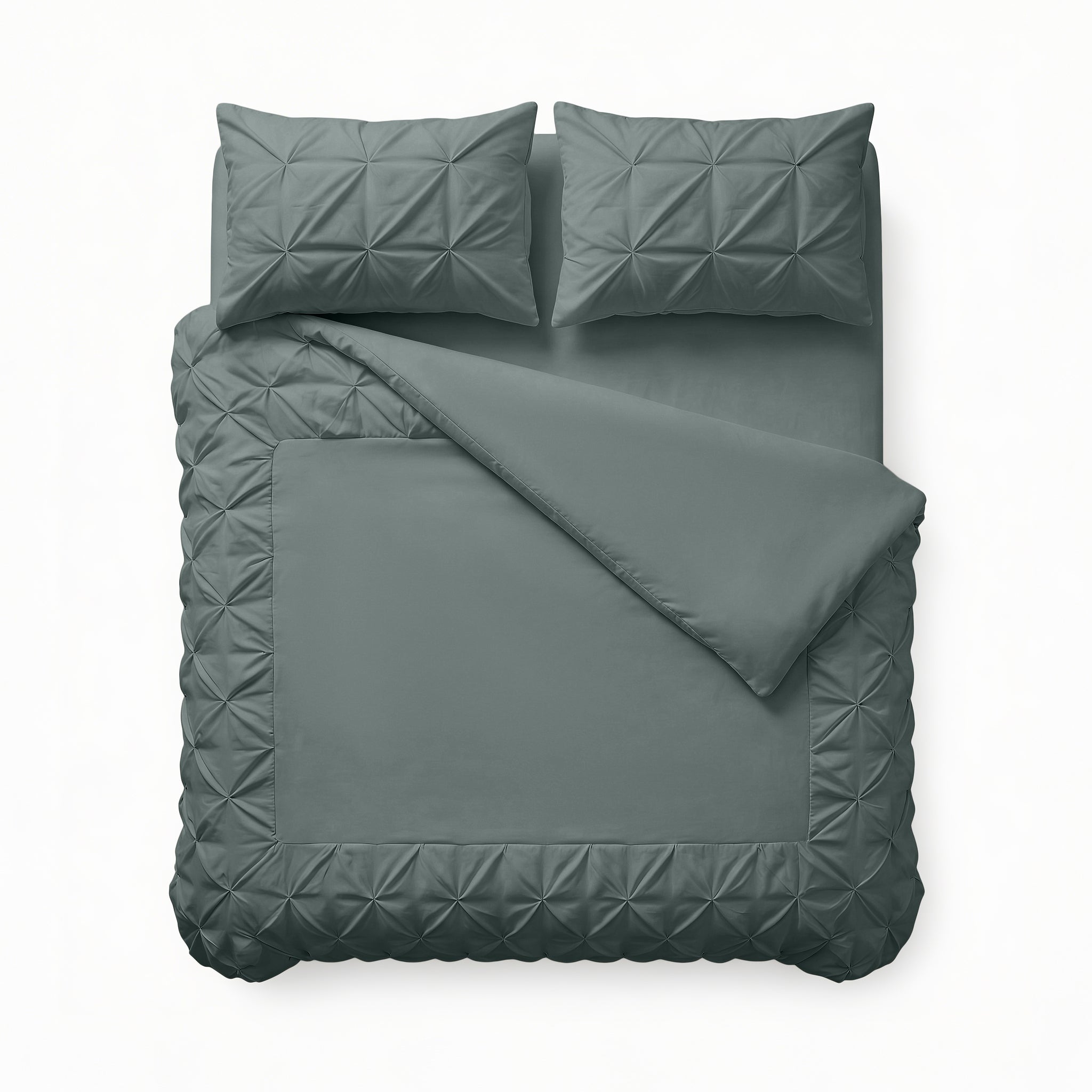 Sleeptime Border Pintuck Dekbedovertrek - Groen - Velvet