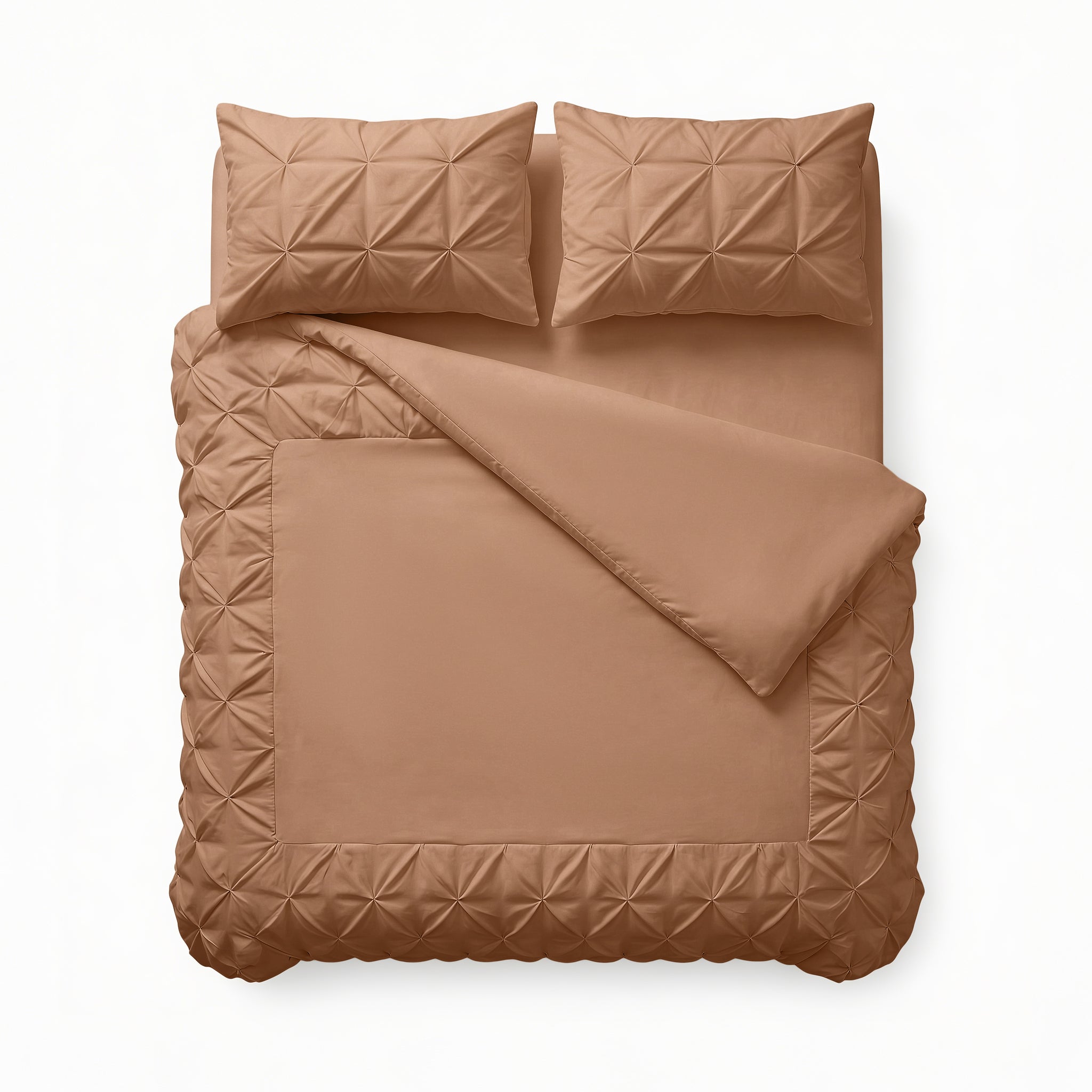 Sleeptime Border Pintuck Dekbedovertrek - Mocha Moose - Velvet