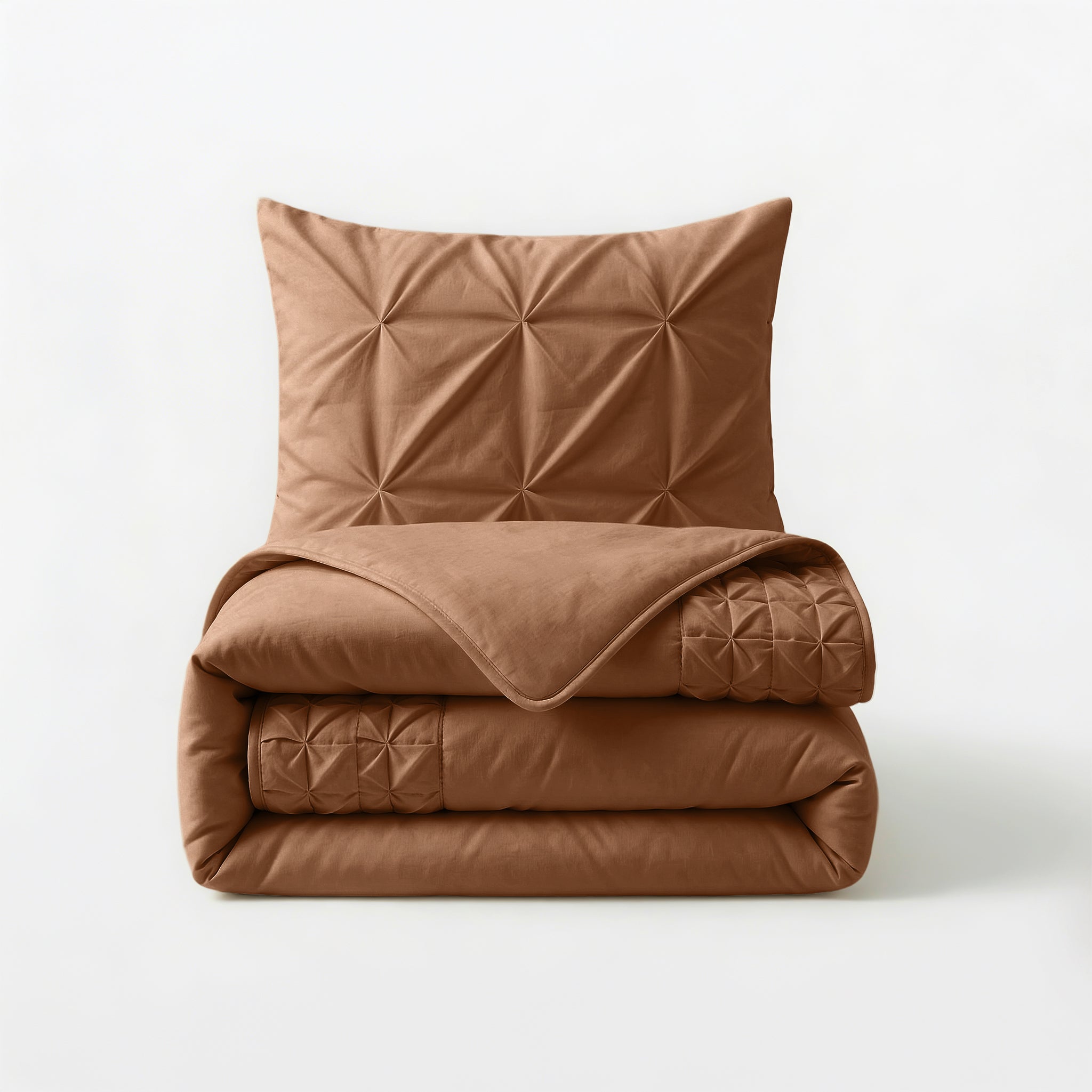 Sleeptime Border Pintuck Dekbedovertrek - Mocha Moose - Velvet