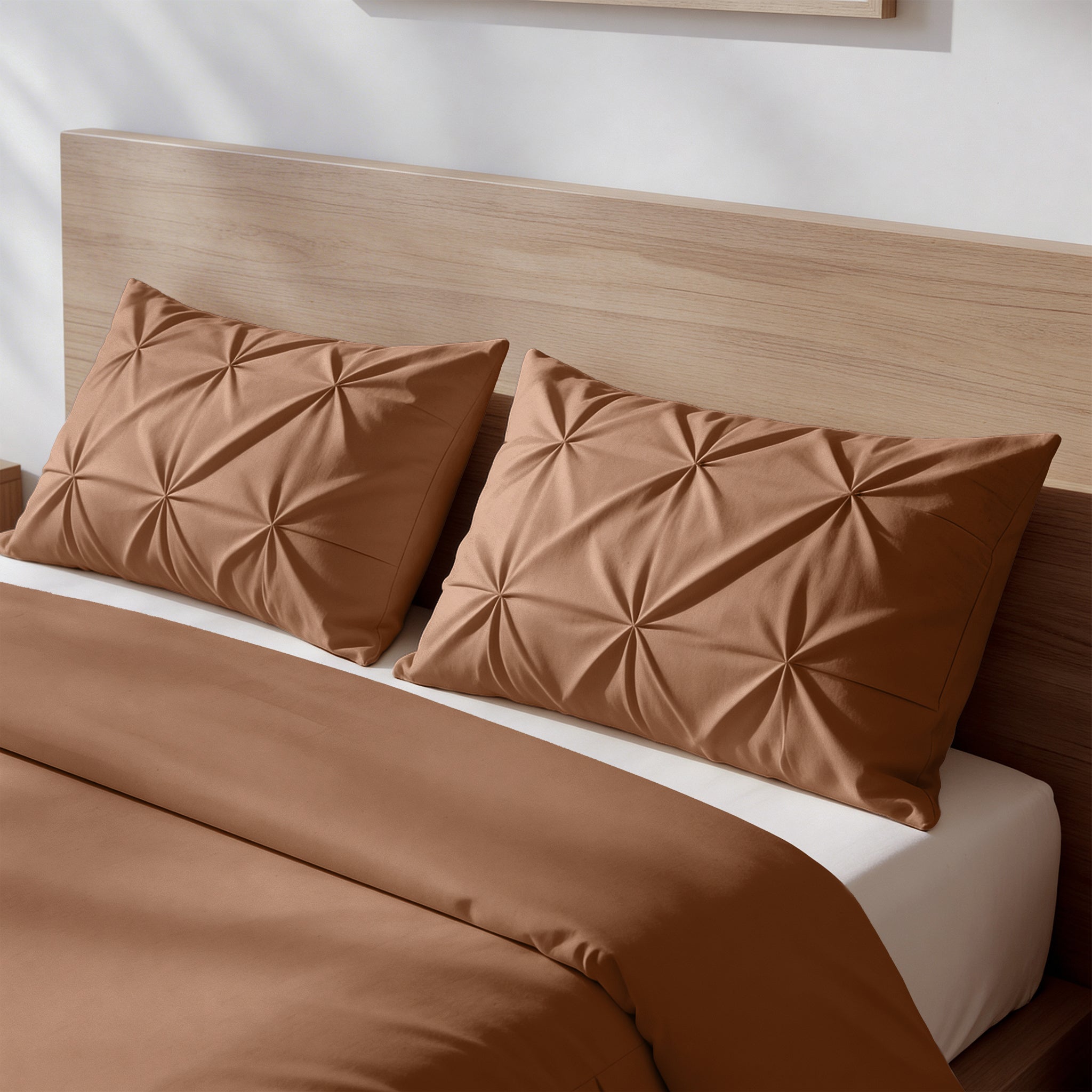 Sleeptime Border Pintuck Dekbedovertrek - Mocha Moose - Velvet