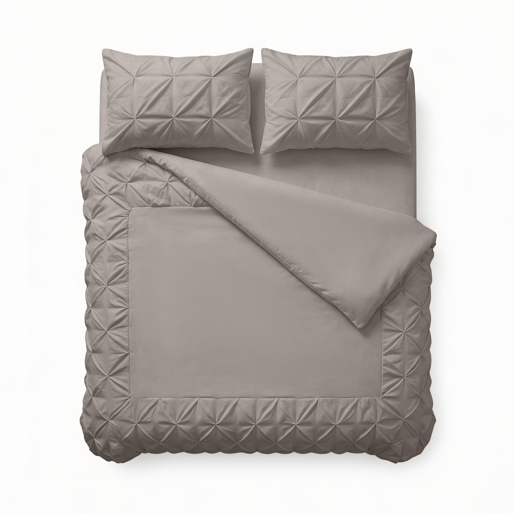 Sleeptime Border Pintuck Dekbedovertrek - Taupe/Grijs - Velvet