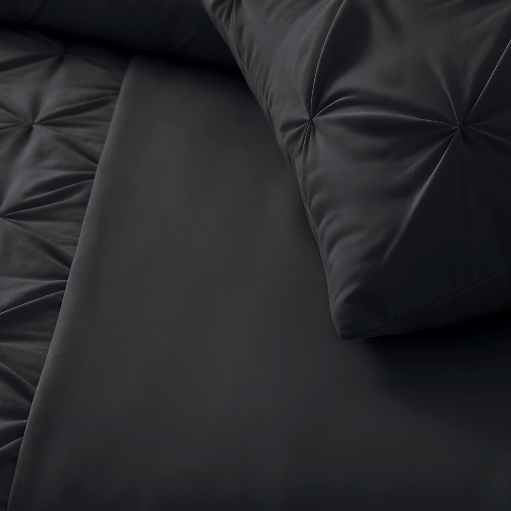 Sleeptime Border Pintuck Dekbedovertrek - Zwart - Velvet