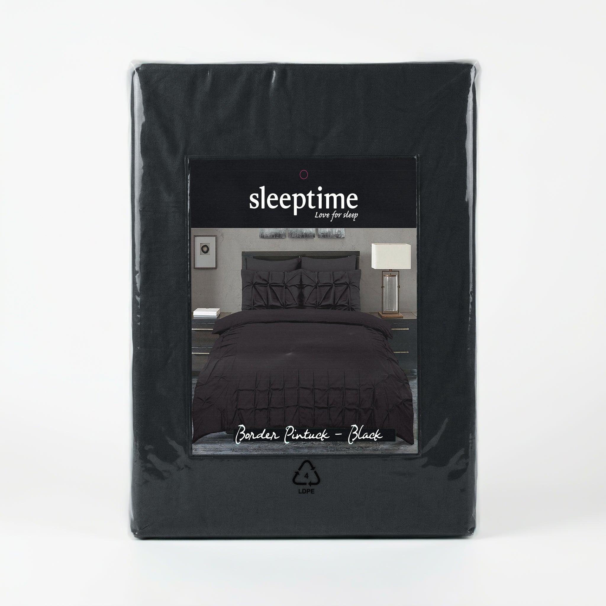Sleeptime Border Pintuck Dekbedovertrek - Zwart - Velvet