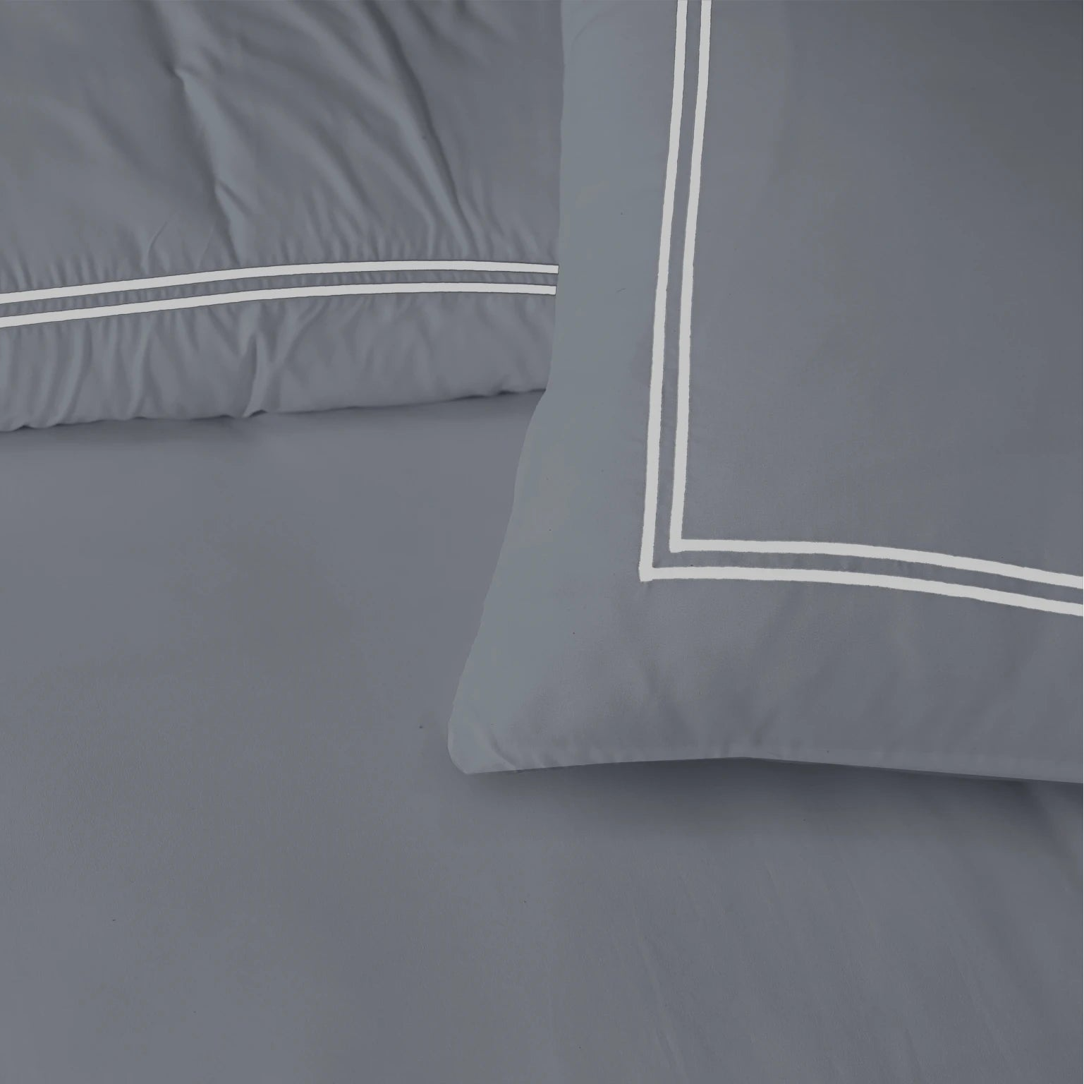 Brata Dekbedovertrek - Antraciet/Grijs - 100% Katoen Percale