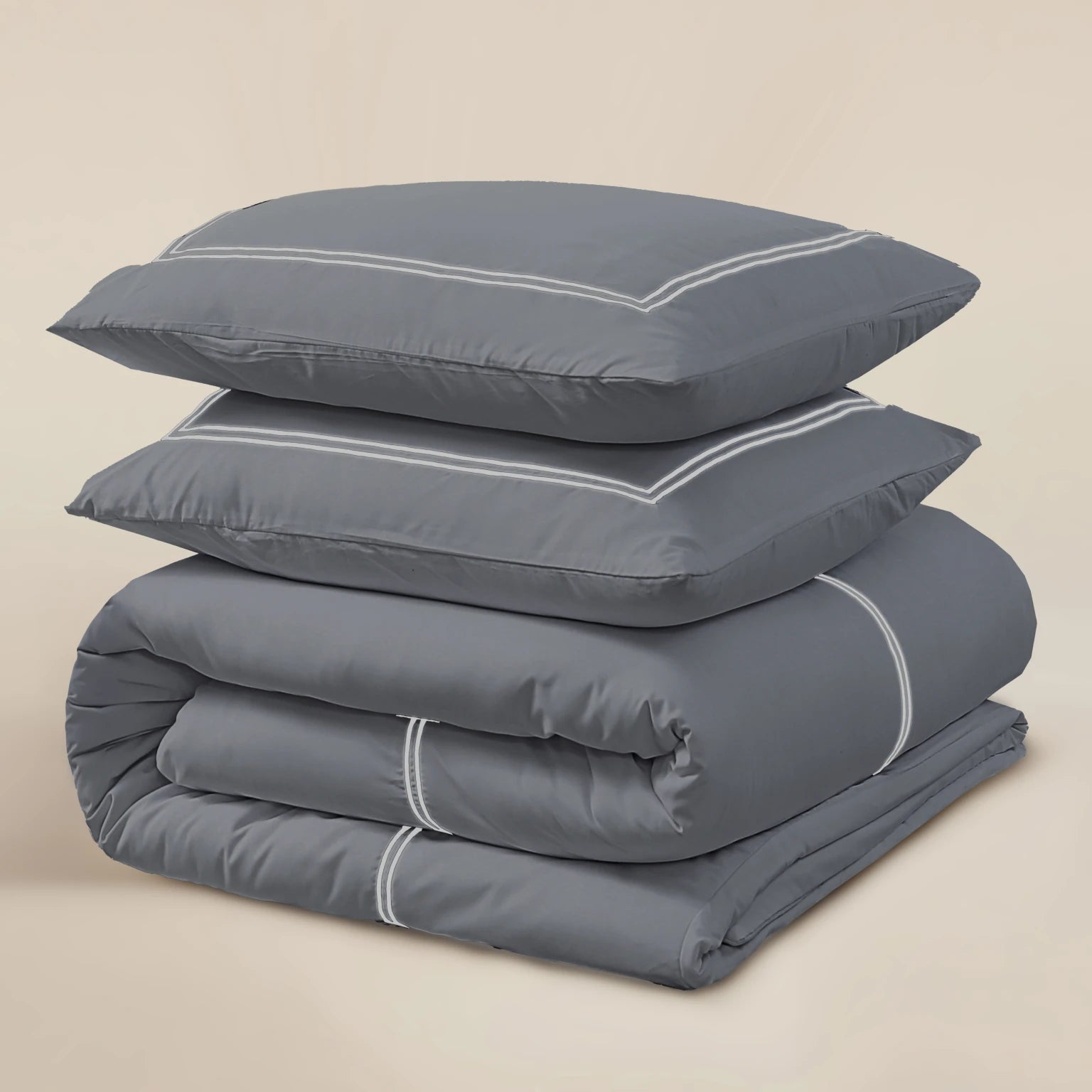 Brata Dekbedovertrek - Antraciet/Grijs - 100% Katoen Percale