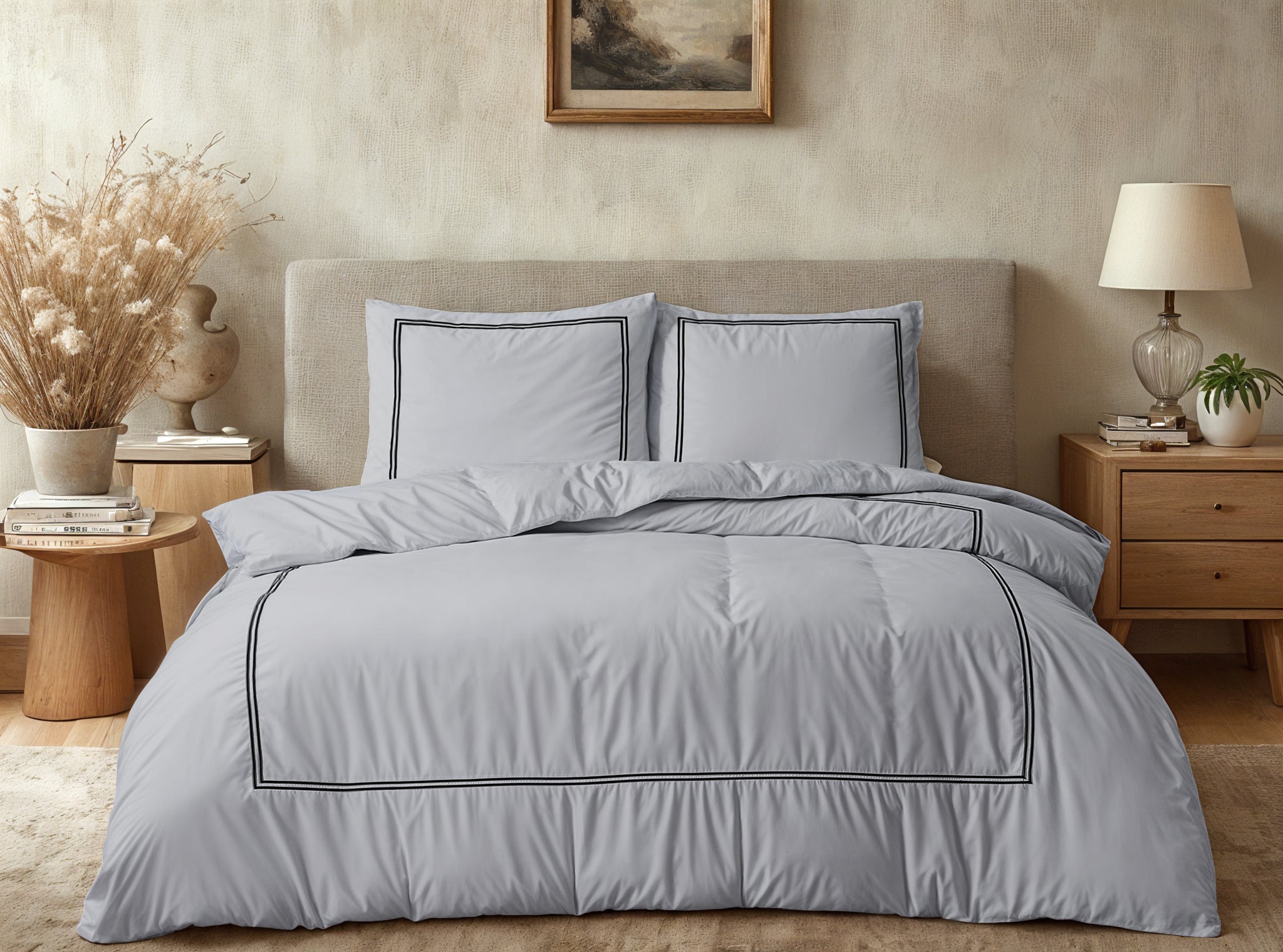 Brata Dekbedovertrek - Grijs/Antraciet - 100% Katoen Percale