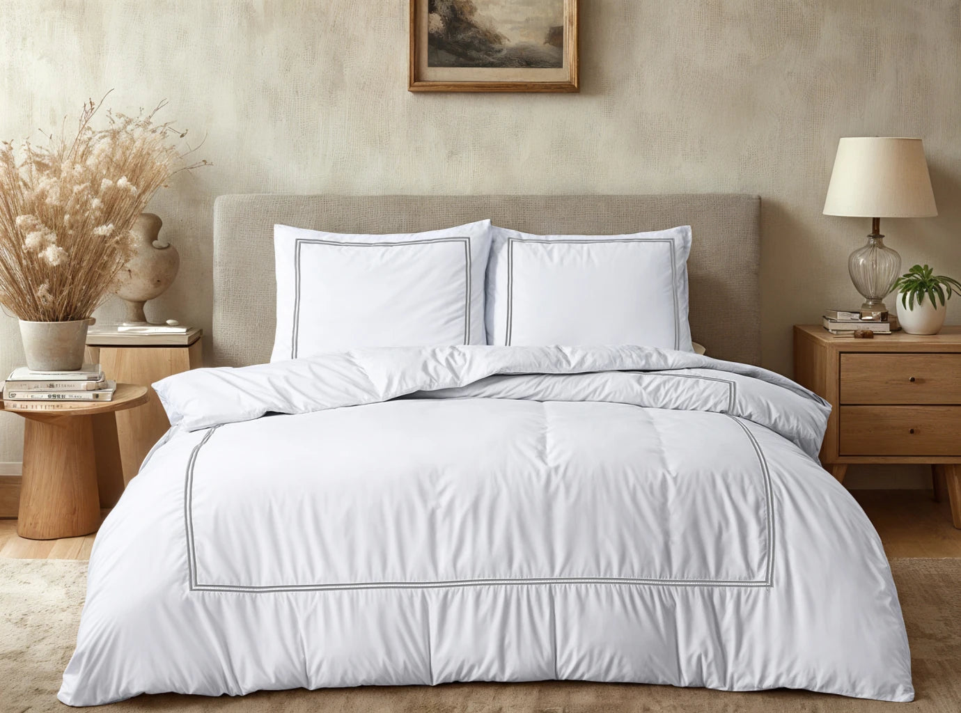 Brata Dekbedovertrek - Wit/Wit - 100% Katoen Percale