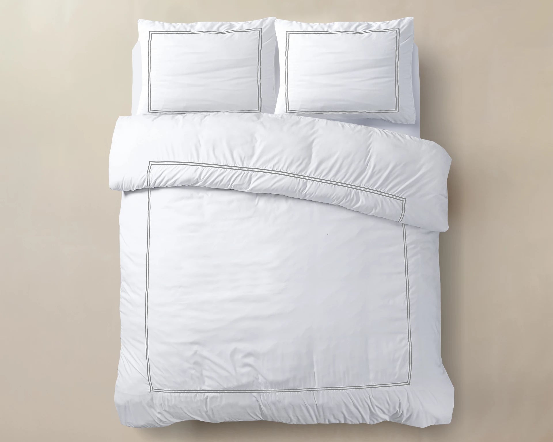 Brata Duvet Cover White/Grey - Fine woven cotton - Up to 260 long - Hotel chic design