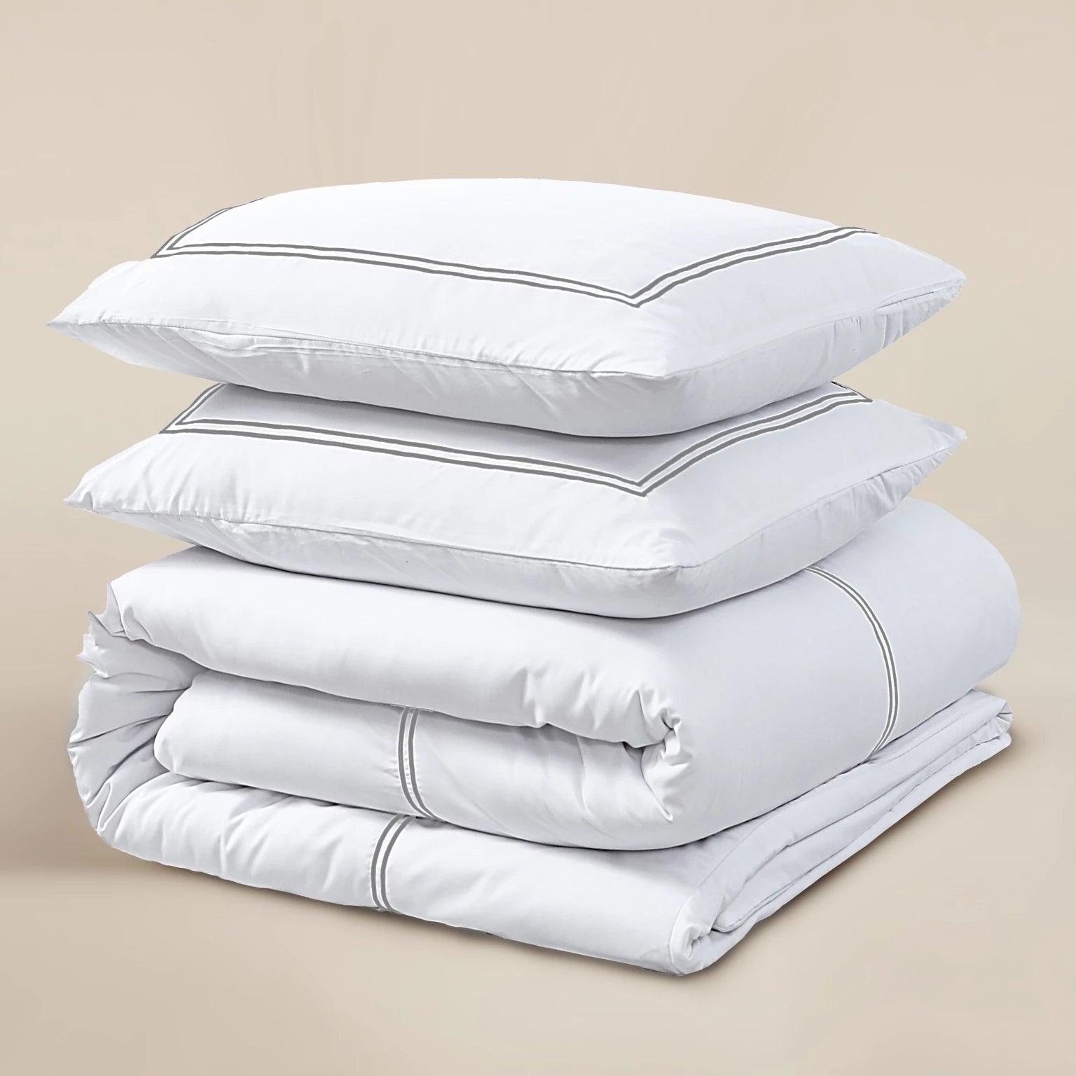 Brata Dekbedovertrek - Wit/Grijs - 100% Katoen Percale