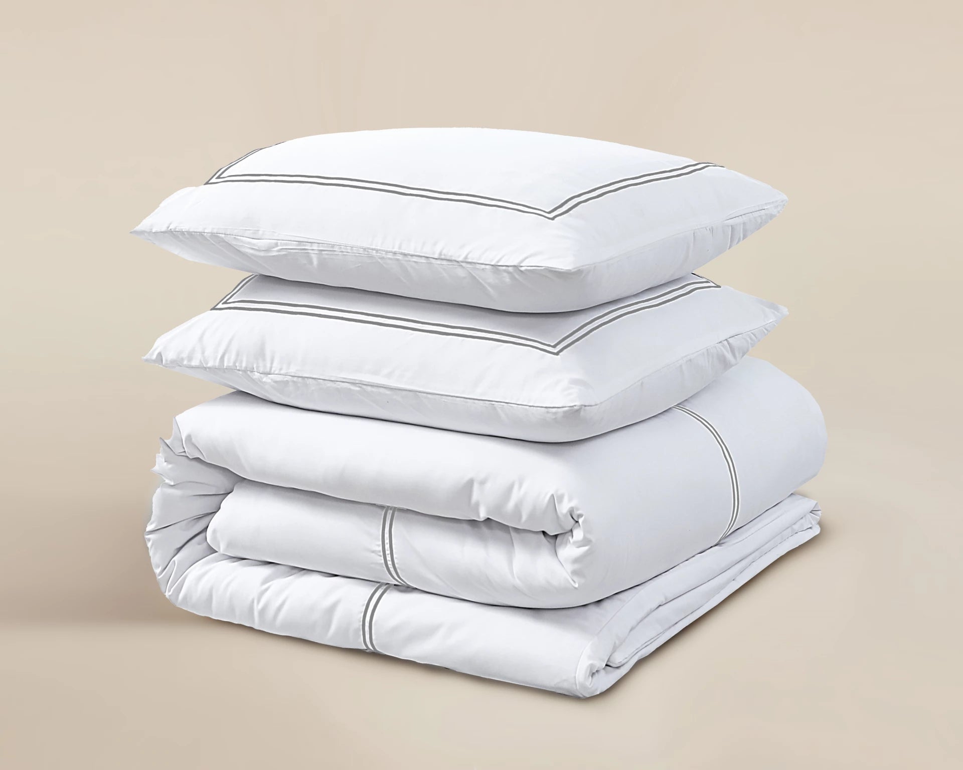 Brata Duvet Cover White/Grey - Fine woven cotton - Up to 260 long - Hotel chic design