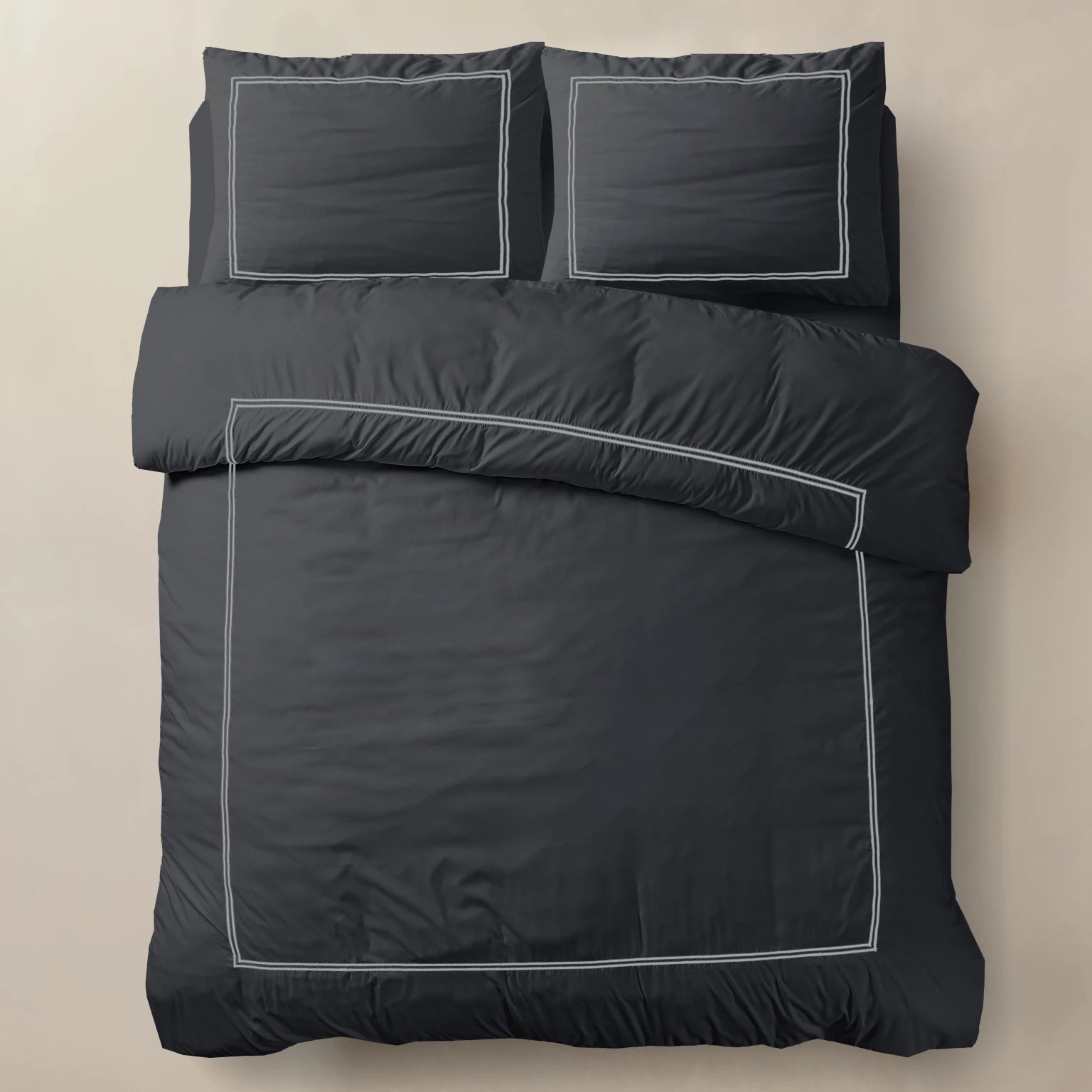 Brata Dekbedovertrek - Zwart/Grijs - 100% Katoen Percale