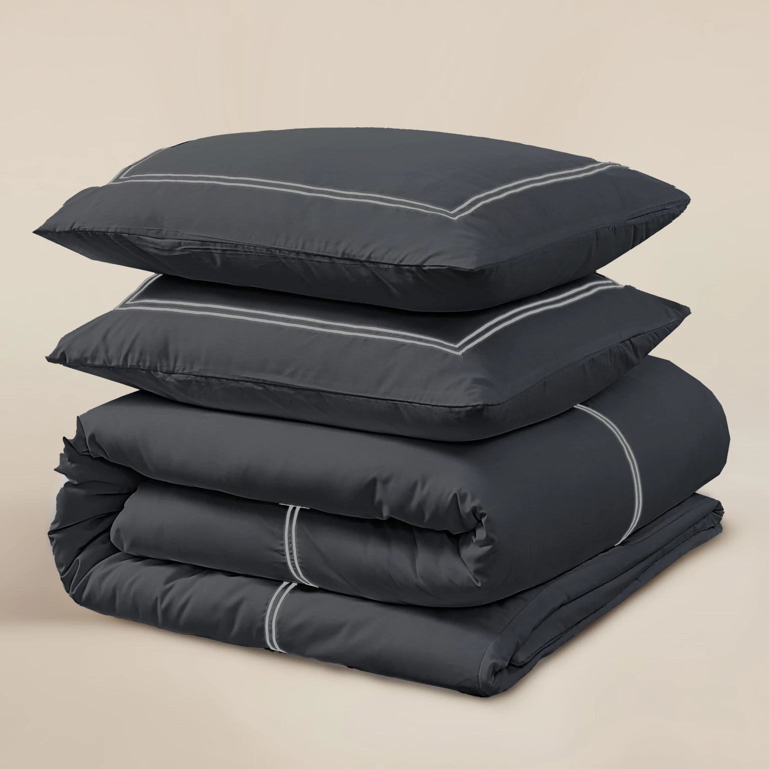 Brata Dekbedovertrek - Zwart/Grijs - 100% Katoen Percale