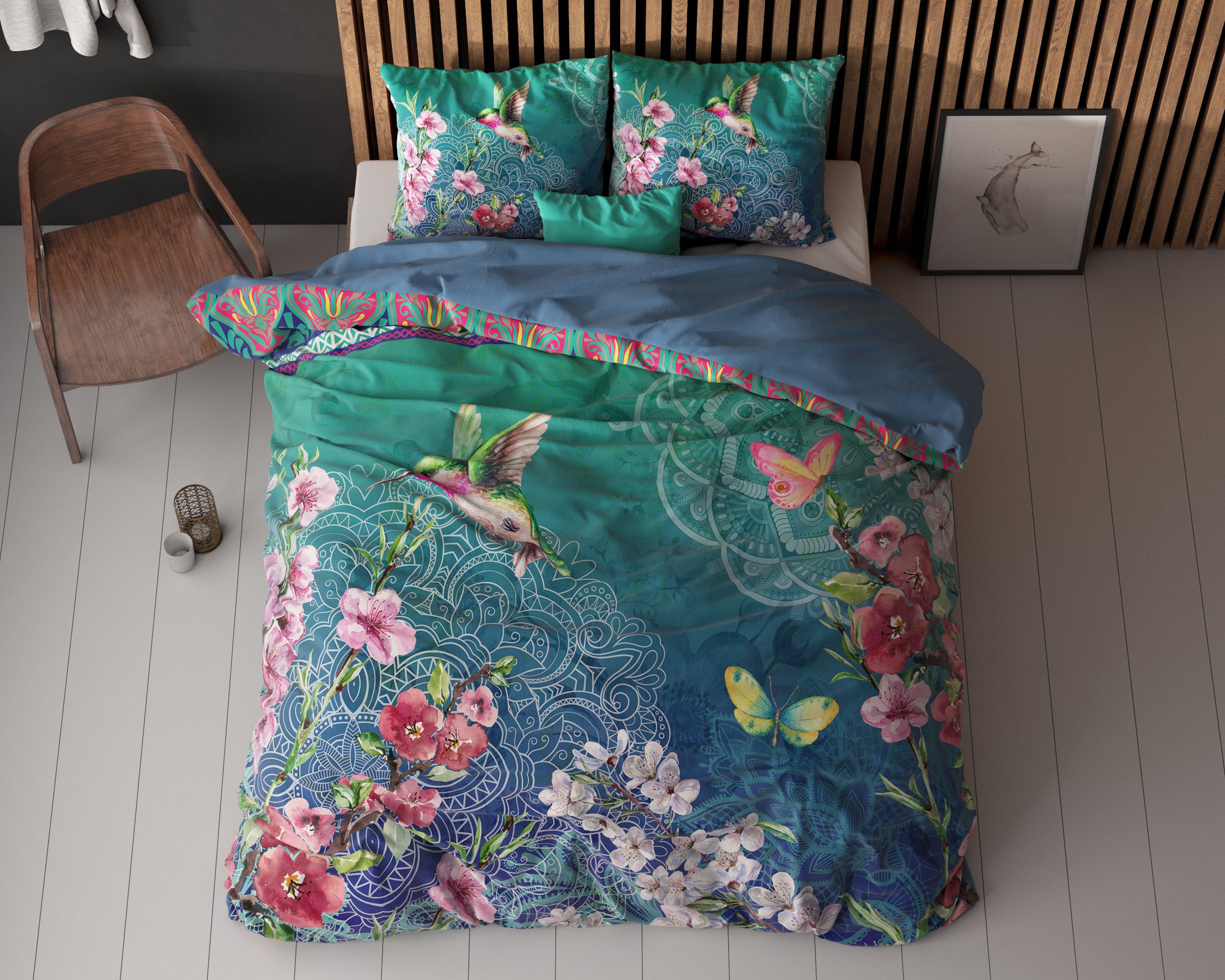 Brenda Dekbedovertrek Blauw - Ademend katoen - Trendy designs - Met drukknopen
