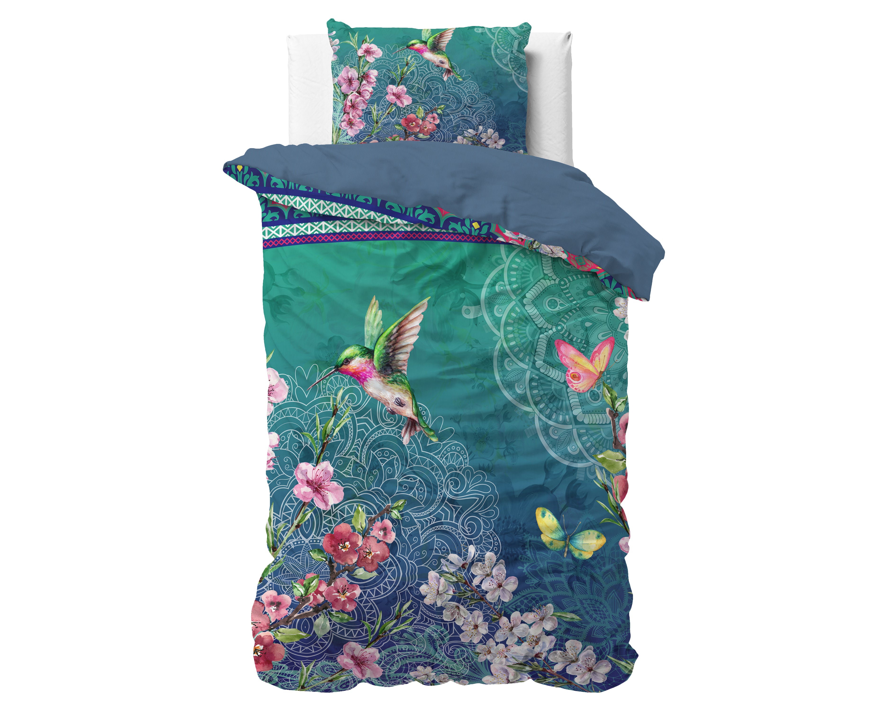 Brenda Dekbedovertrek Blauw - Ademend katoen - Trendy designs - Met drukknopen
