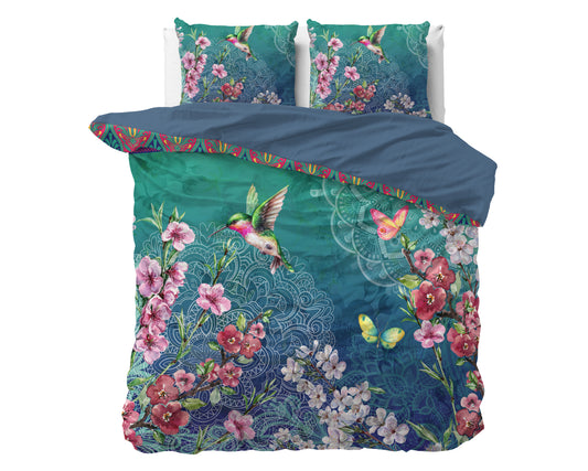 Brenda Dekbedovertrek Blauw - Ademend katoen - Trendy designs - Met drukknopen