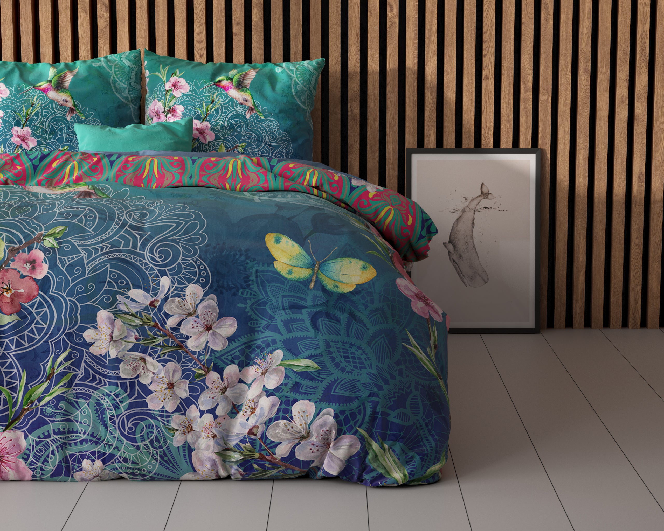 Brenda Dekbedovertrek Blauw - Ademend katoen - Trendy designs - Met drukknopen
