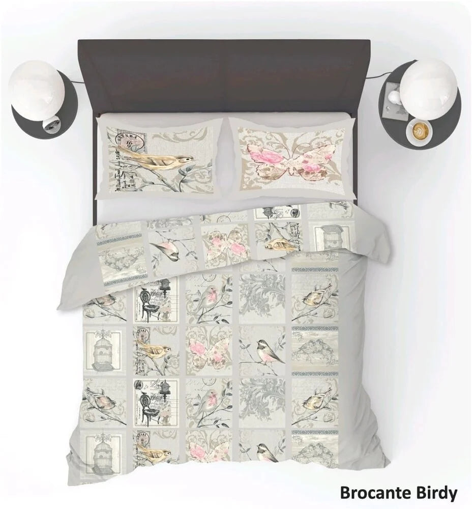 Brocante Birdy Dekbedovertrek – Elegantie en Comfort in Vintage Stijl