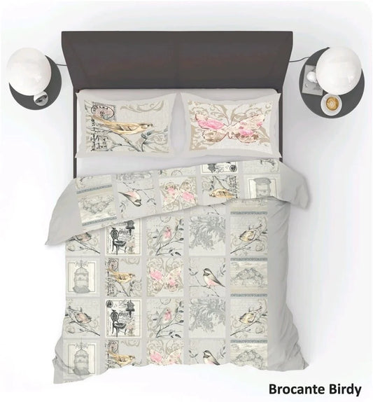 Brocante Birdy Dekbedovertrek – Elegantie en Comfort in Vintage Stijl