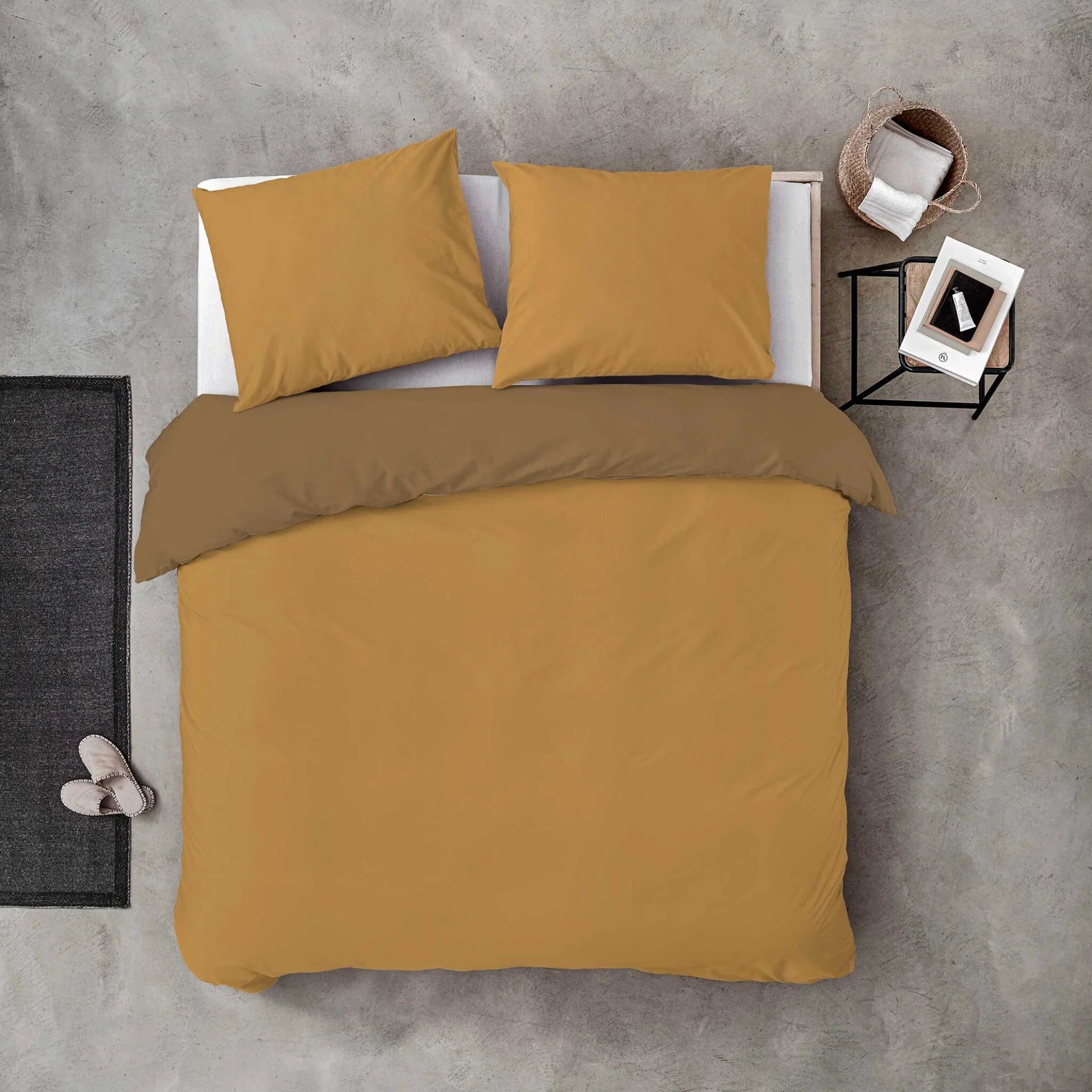 Byrklund Dekbedovertrek Side Way - Geel / Mosterd - 100% Katoen