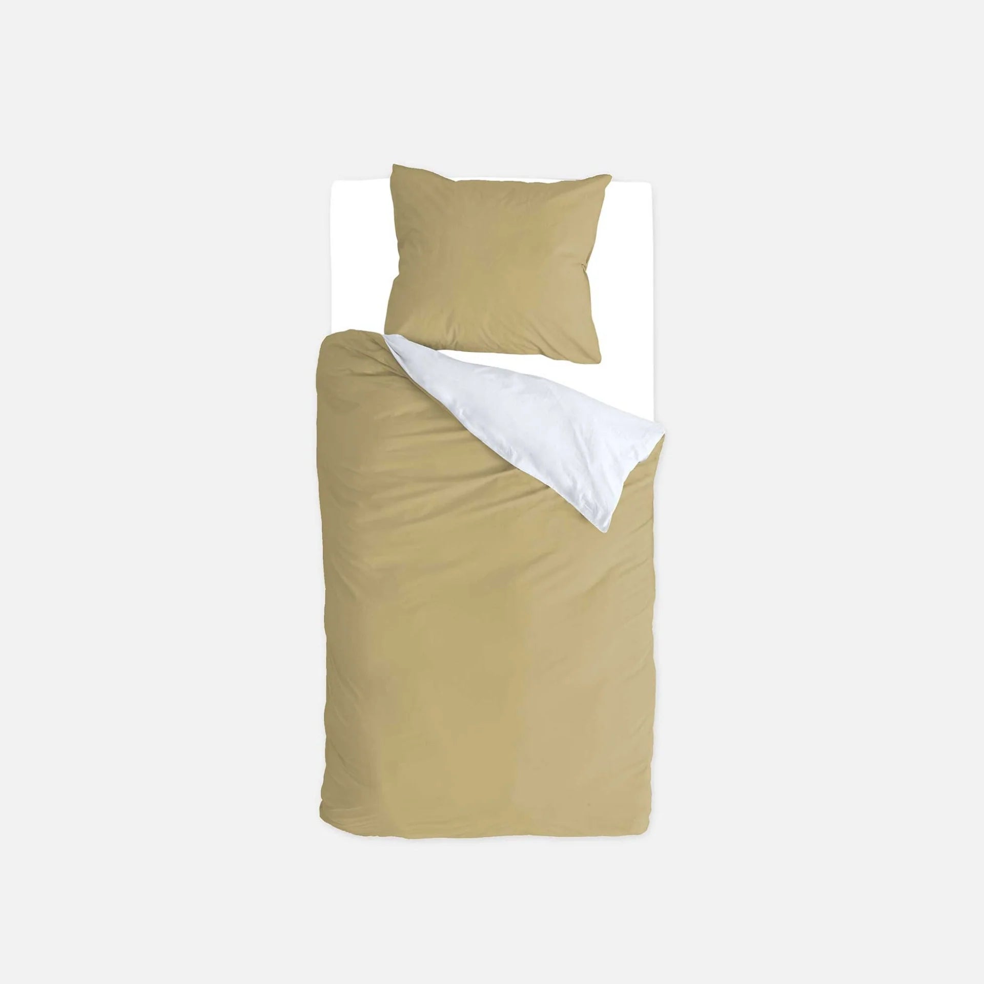 Byrklund Dekbedovertrek Side Way - Okergeel / Wit - 100% Katoen
