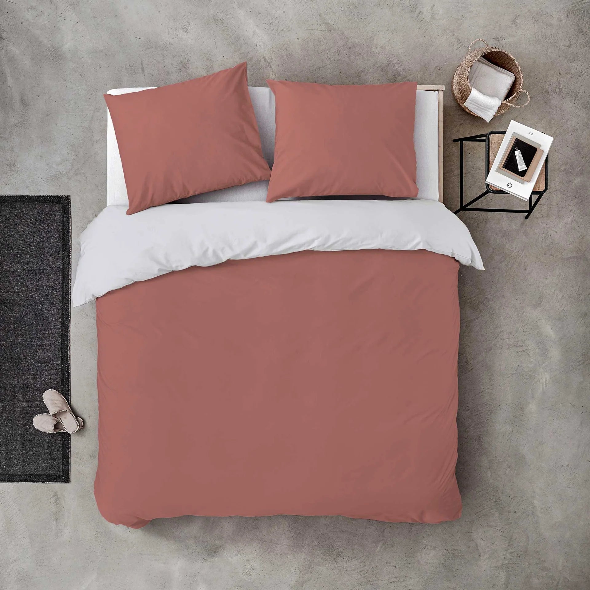 Byrklund Dekbedovertrek Side Way - Terra / Wit - 100% Katoen