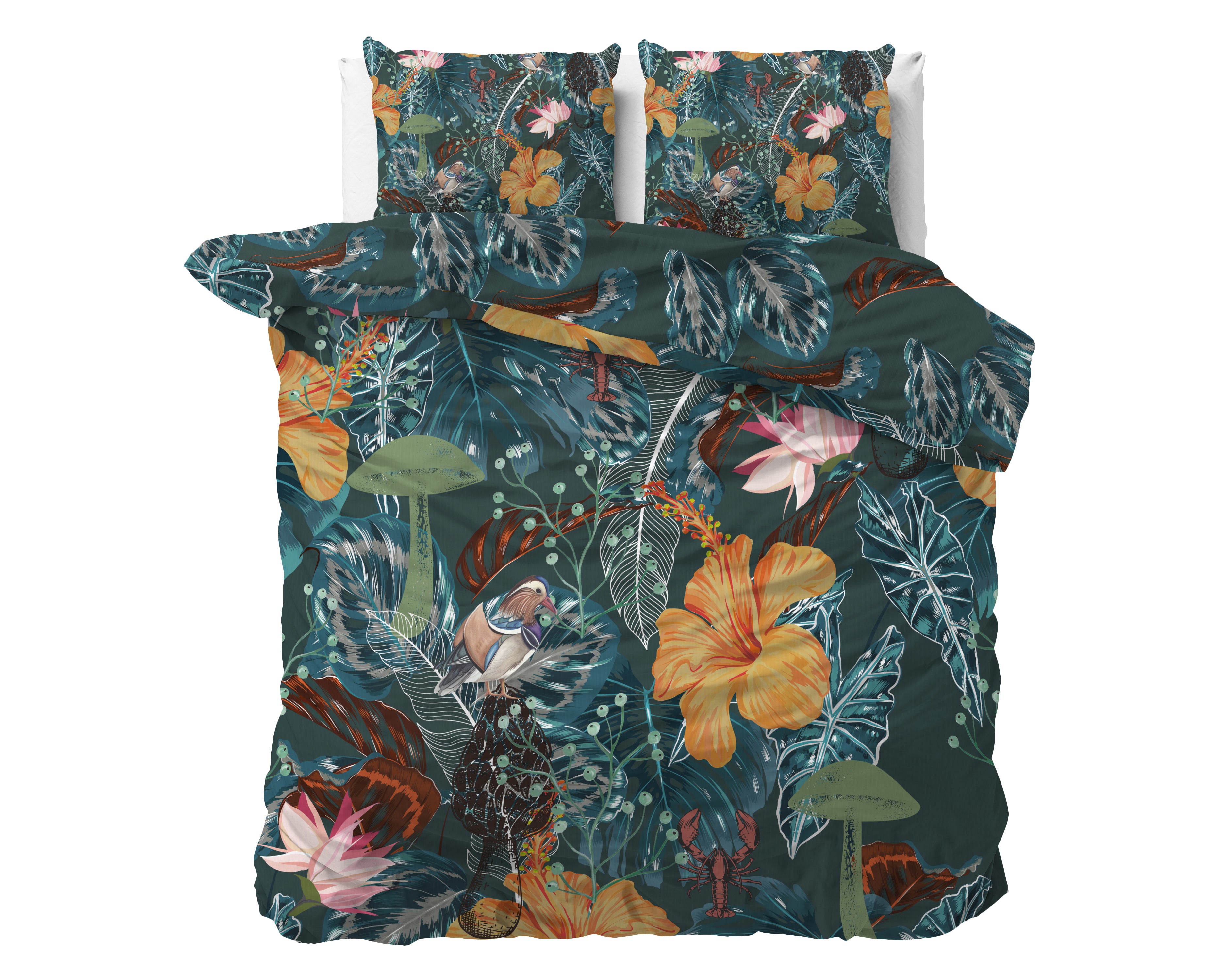Calanthe Groen Dekbedovertrek - Luxe Satijn - Hoge kwaliteit - Trendy prints