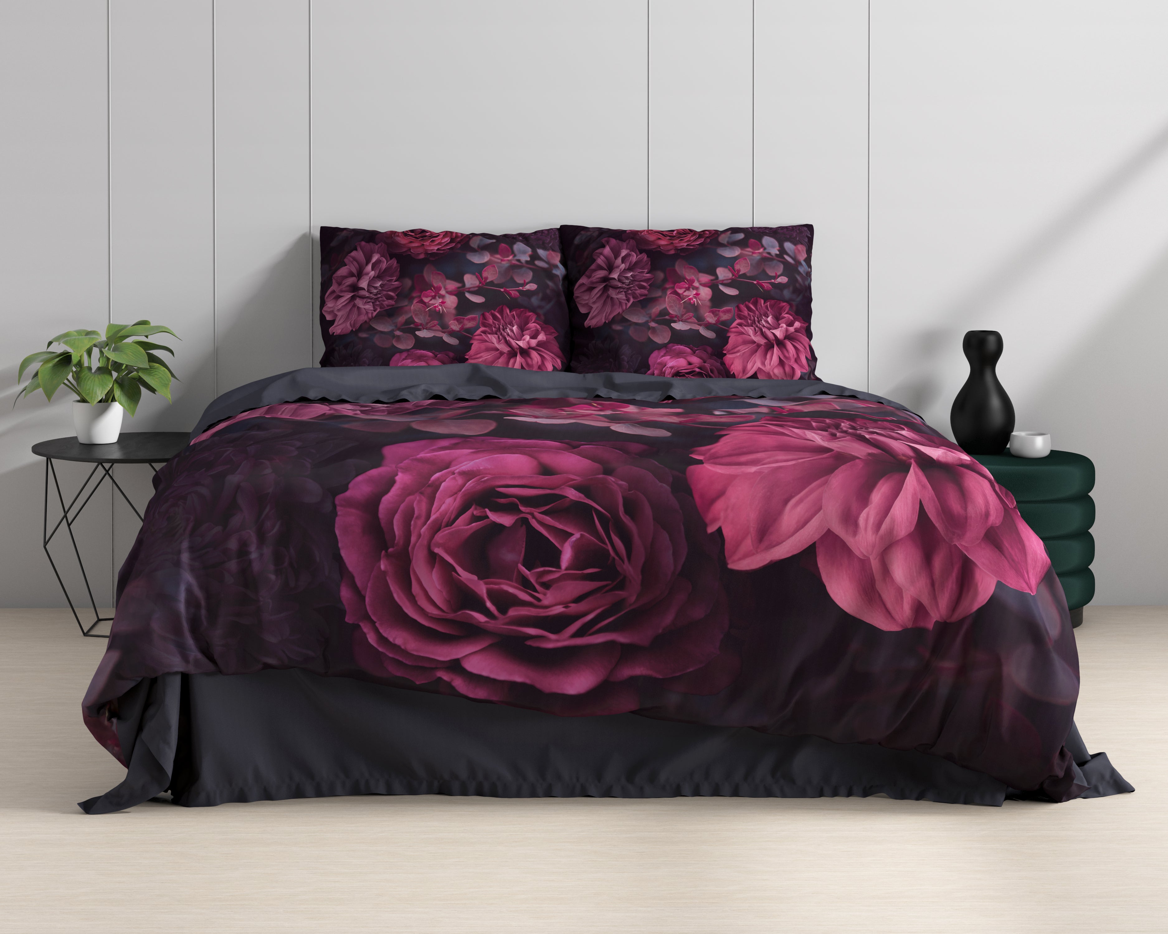 Canberra Dekbedovertrek Rood - Luxe Satijn - Hoge kwaliteit - Trendy prints