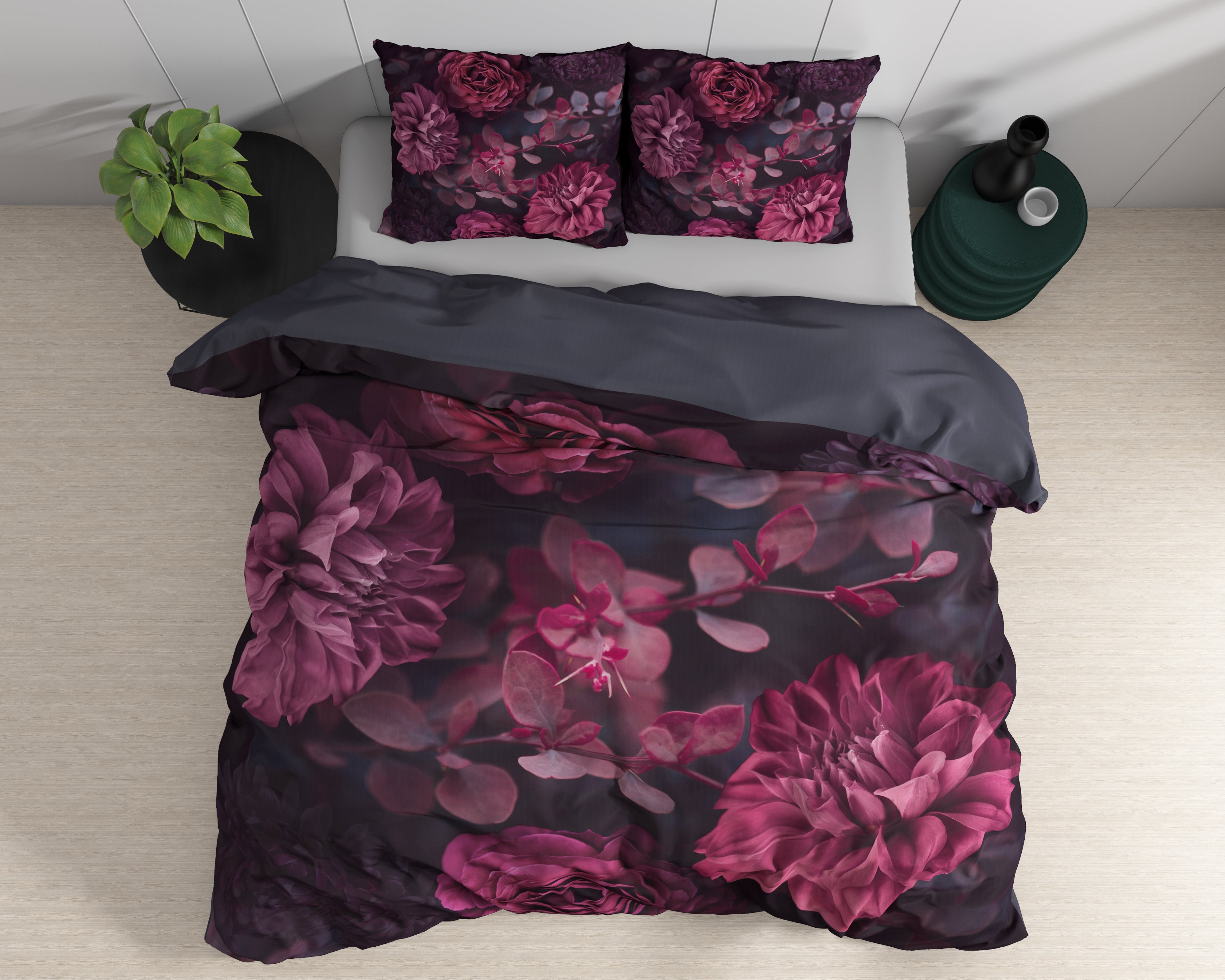 Canberra Dekbedovertrek Rood - Luxe Satijn - Hoge kwaliteit - Trendy prints
